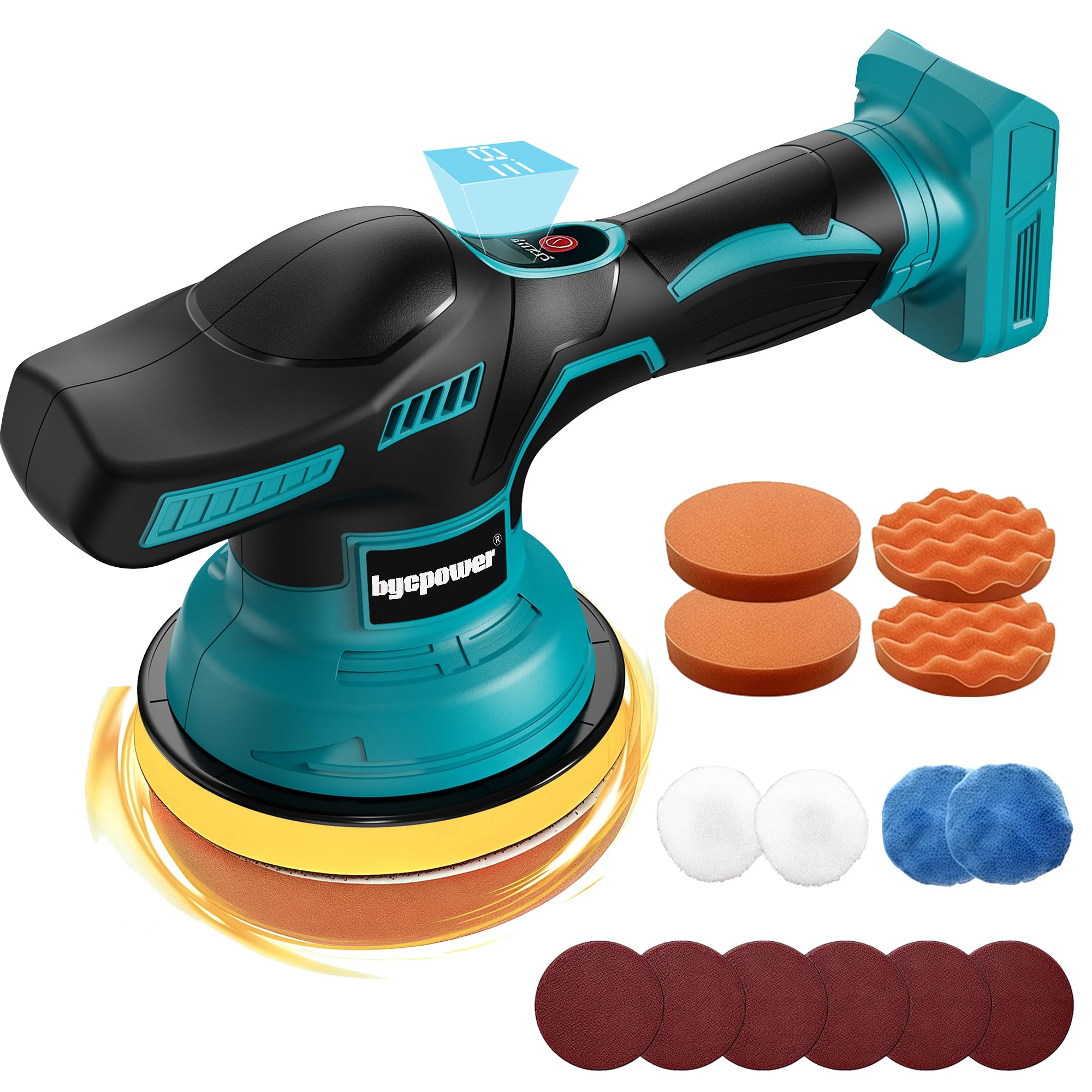 Poliermaschine Auto für Makita 18V Akku LXT, 150mm Exzenterpolierer mit 8 Geschwindigkeiten, Auto Polierset für Autodetaillierung & Lackpflege, Kabellose Schleifmaschine für Kratzer (Ohne Akku)