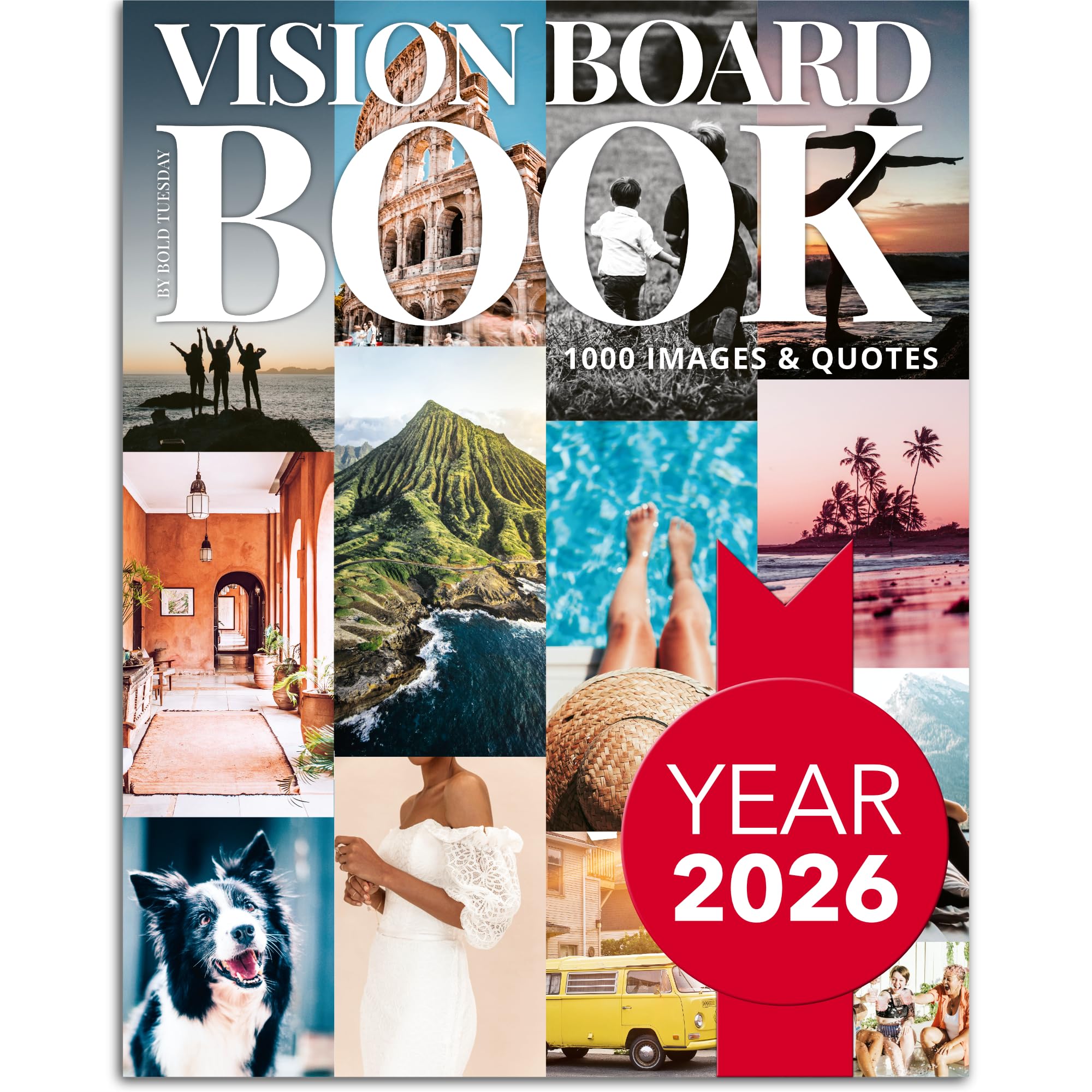Vision Board Book Magazine for Women - 1000+ Diverse Pictures, Quotes, Self-Discovery Exercises | Complete Collage Clip Art Supplies Kit for Adults | Ideal for Vision Mood Board Party & Manifestation