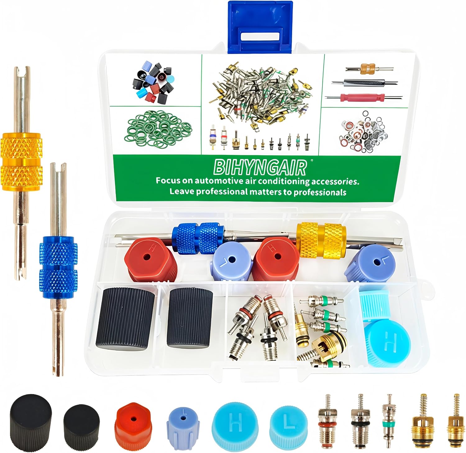 R12 to R134a Conversion Kit, R12 to R134A Convert Adapters, Convert R12 R22 to R134a, AC Retrofit Fitting Adapter Kit, High/Low Fitting Port Retrofit 1/4 SAE to 7/16"-20 UNF Conversion Adapter