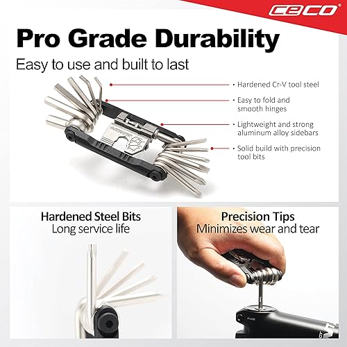 Miniatura 3 de CECO -USA Herramienta de bicicleta de 20 funciones con interruptor de cadena - Multiherramienta para bicicleta - Heavy Duty, tamaño de bolsillo