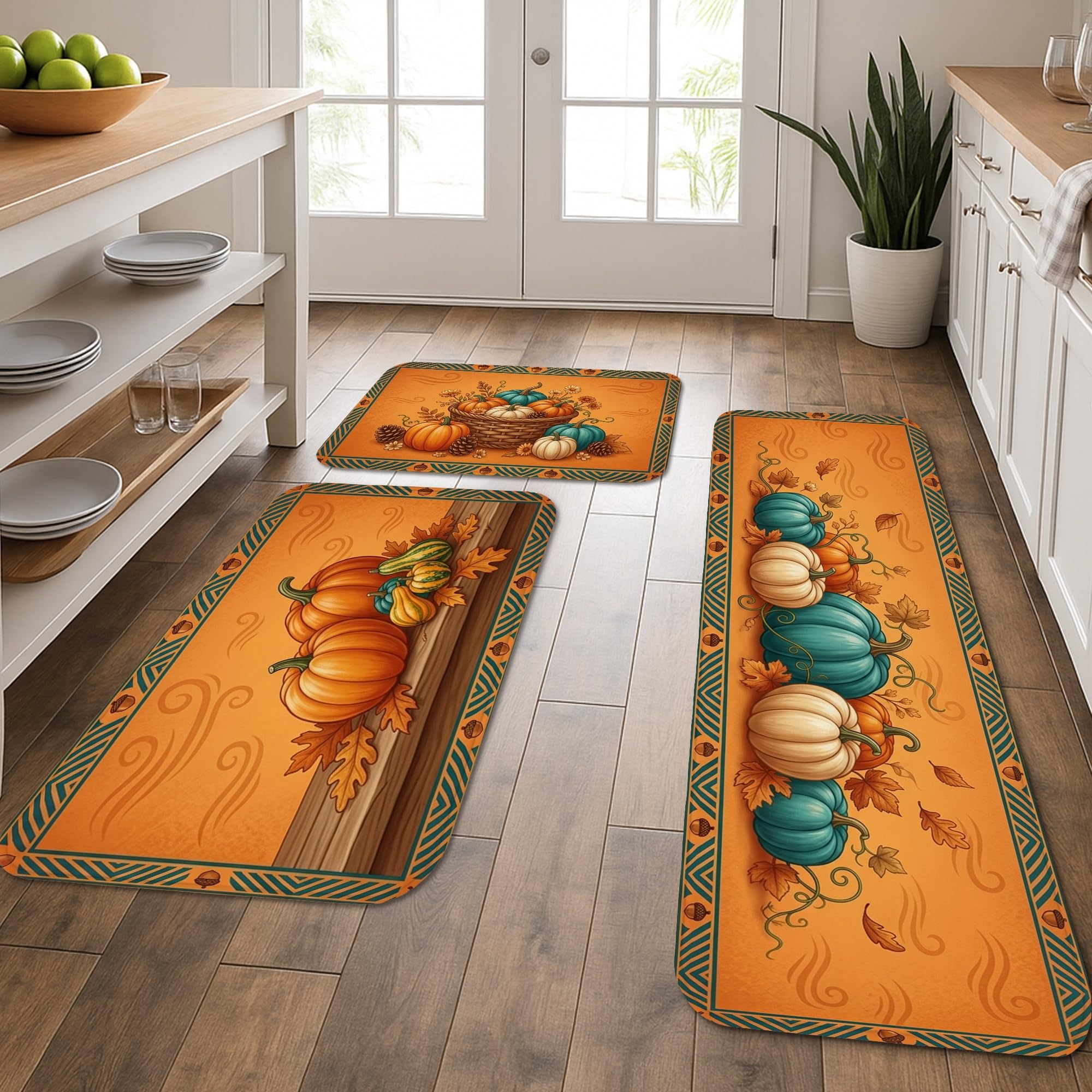 Tapis de cuisine citrouille lavable pour protéger le sol de l'évier et de l'entrée