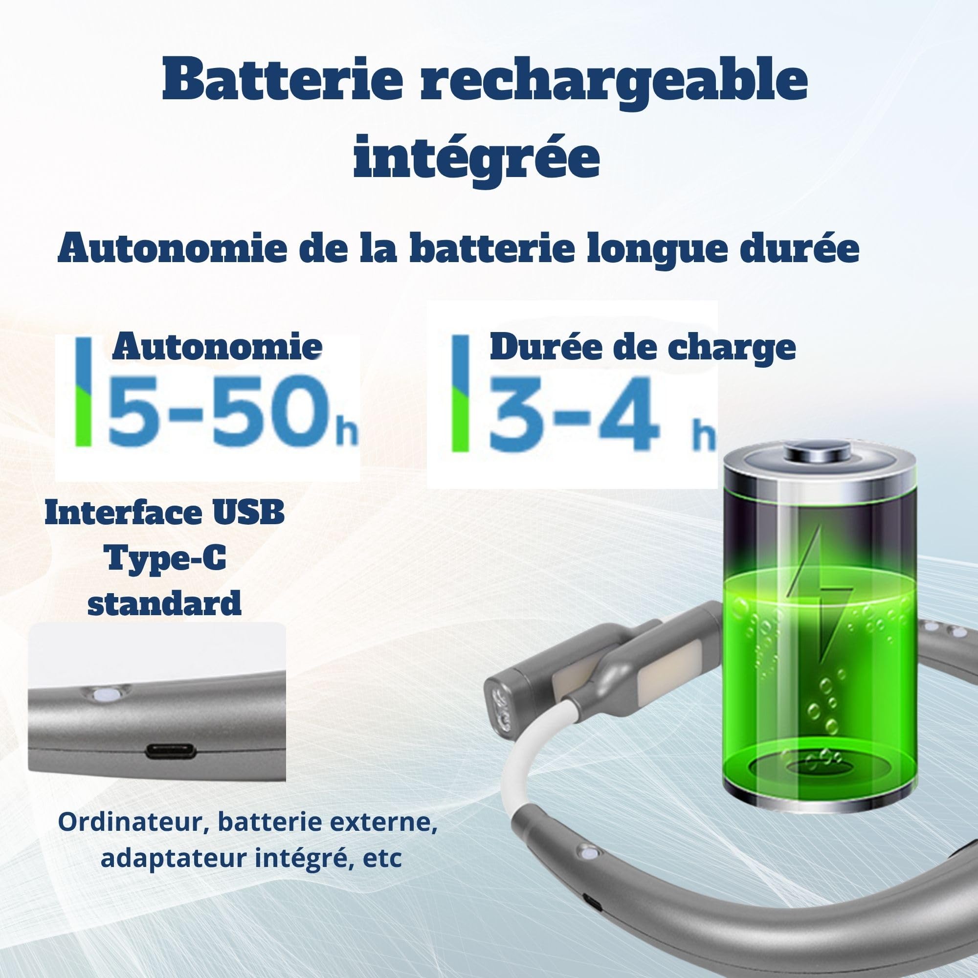 Lámpara de cuello LED recargable USB-C 2000mAh - Calefacción, 4 modos luminosos, 5 intensidades ajustables, rotación 360°, luz suave antifatiga para lectura, tejer, bricolaje y viaje