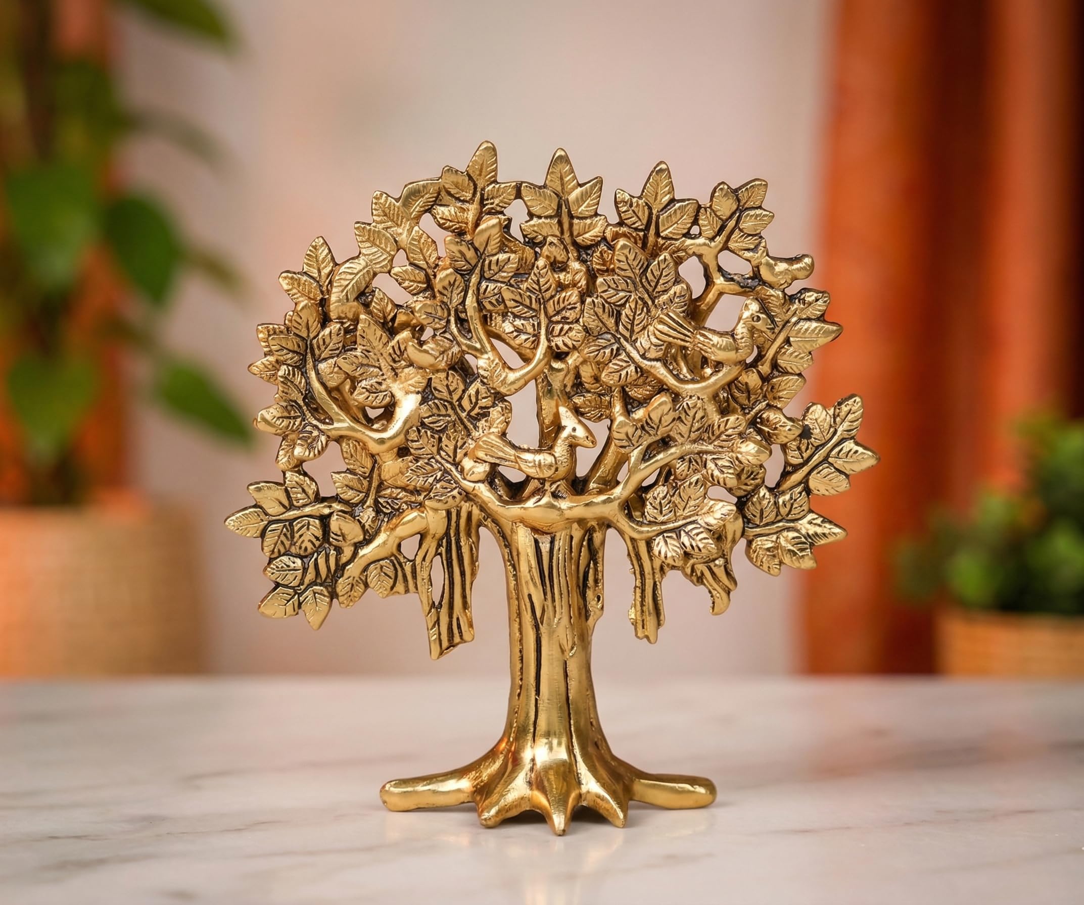 KridayKraft Handcrafted Metal Kalpavriksha Tree of Life for Home Decor, Aluminium Banyan Tree Showpiece - Office & Gifts - Vastu Shastra Spiritual Good Luck Statue (Height: 21 cm, Weight: 360 Gm)-image-38