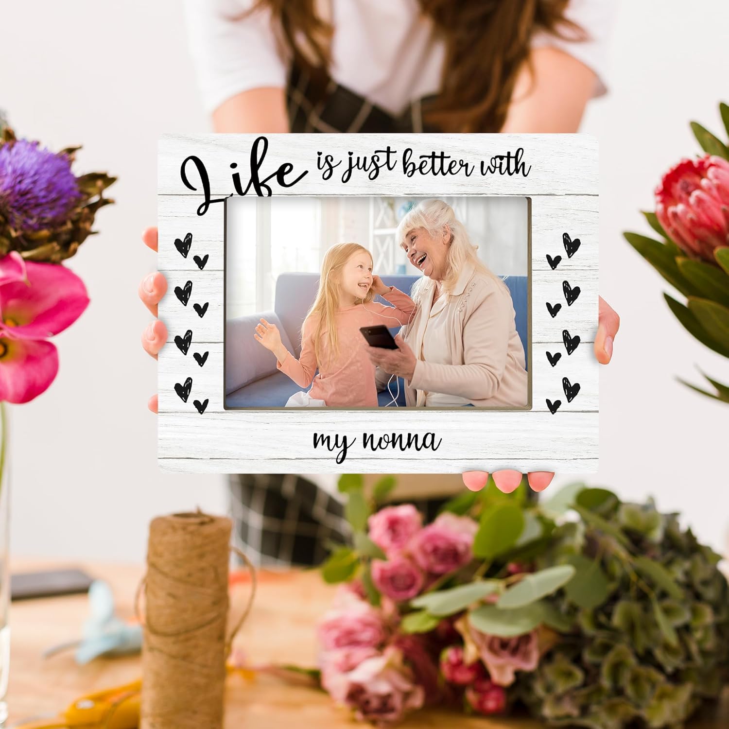 Nonna Gift Picture Frame, Grandmother Nanny Gifts from Grandchildren Grandkids, Mothers Day Birthday Gifts for Nonnie Grandma Women Photo Frame 4x6 Horizontal Photo for Tabletop Display - Image 5