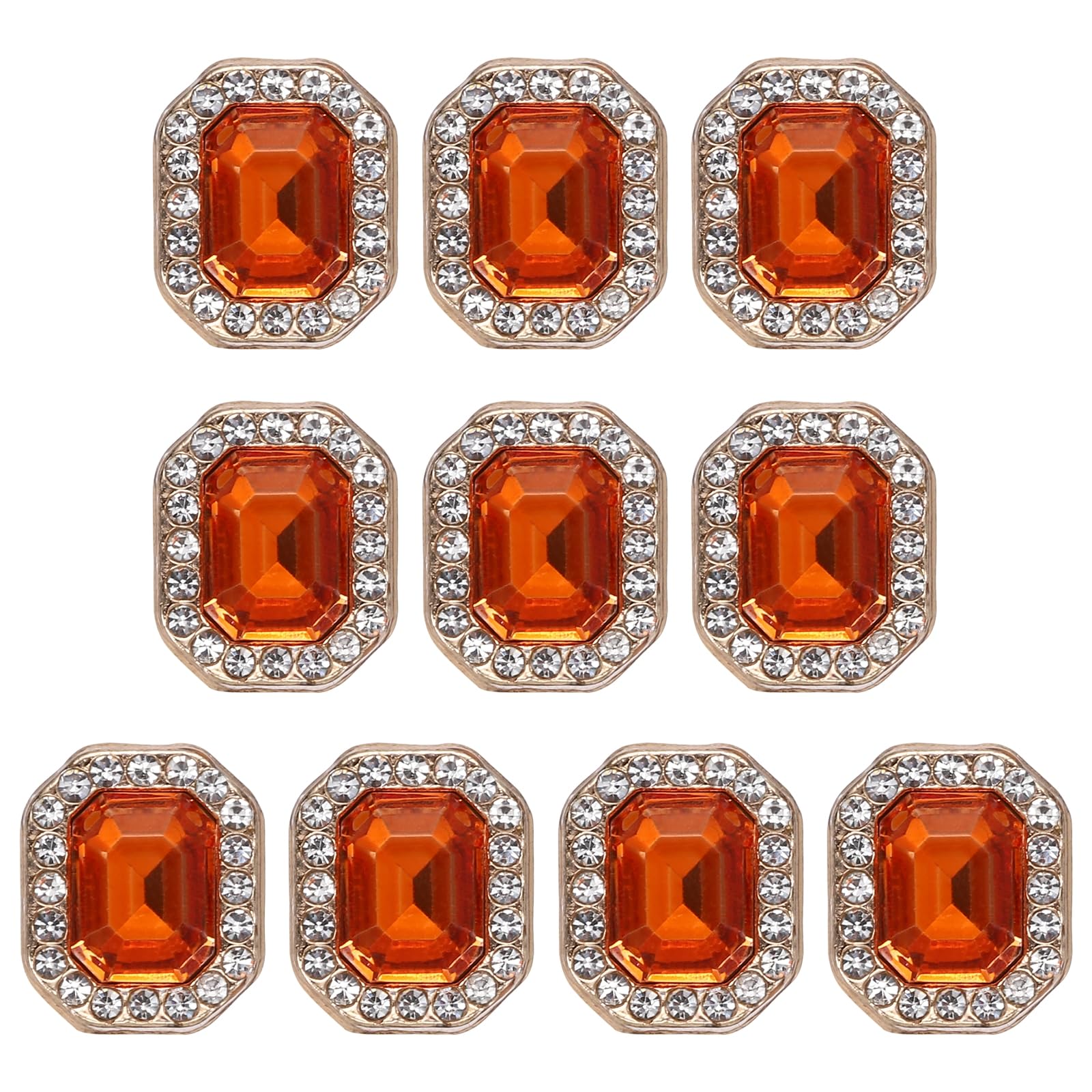 Boutons cristal rectangle orange embellissements loisirs créatifs customisation