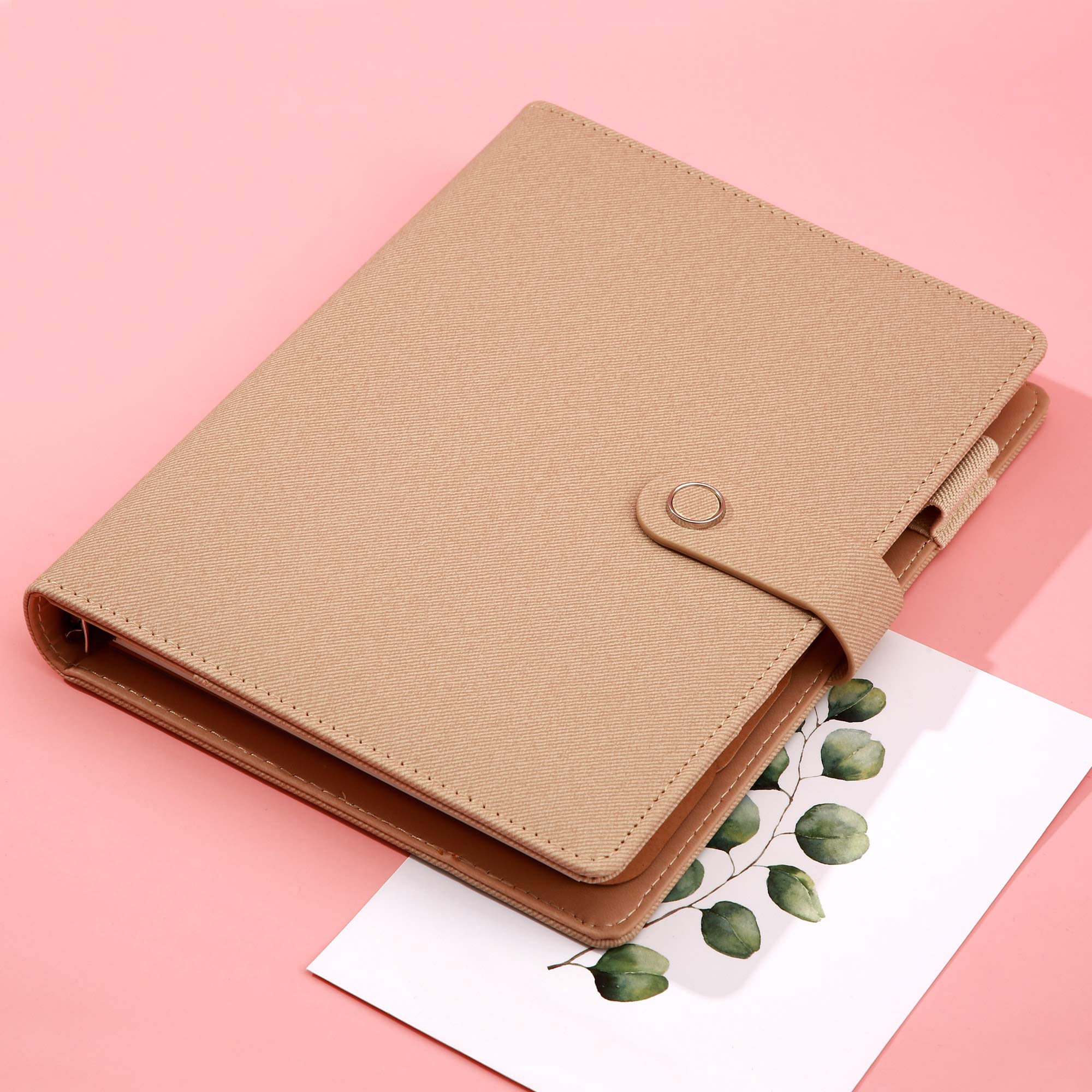 Quaderno a spirale, in pelle, con 6 raccoglitori ad anelli, ricaricabile, per agenda aziendale, organizer personale, agenda per uomini e donne, copertina in tessuto sintetico, formato A5