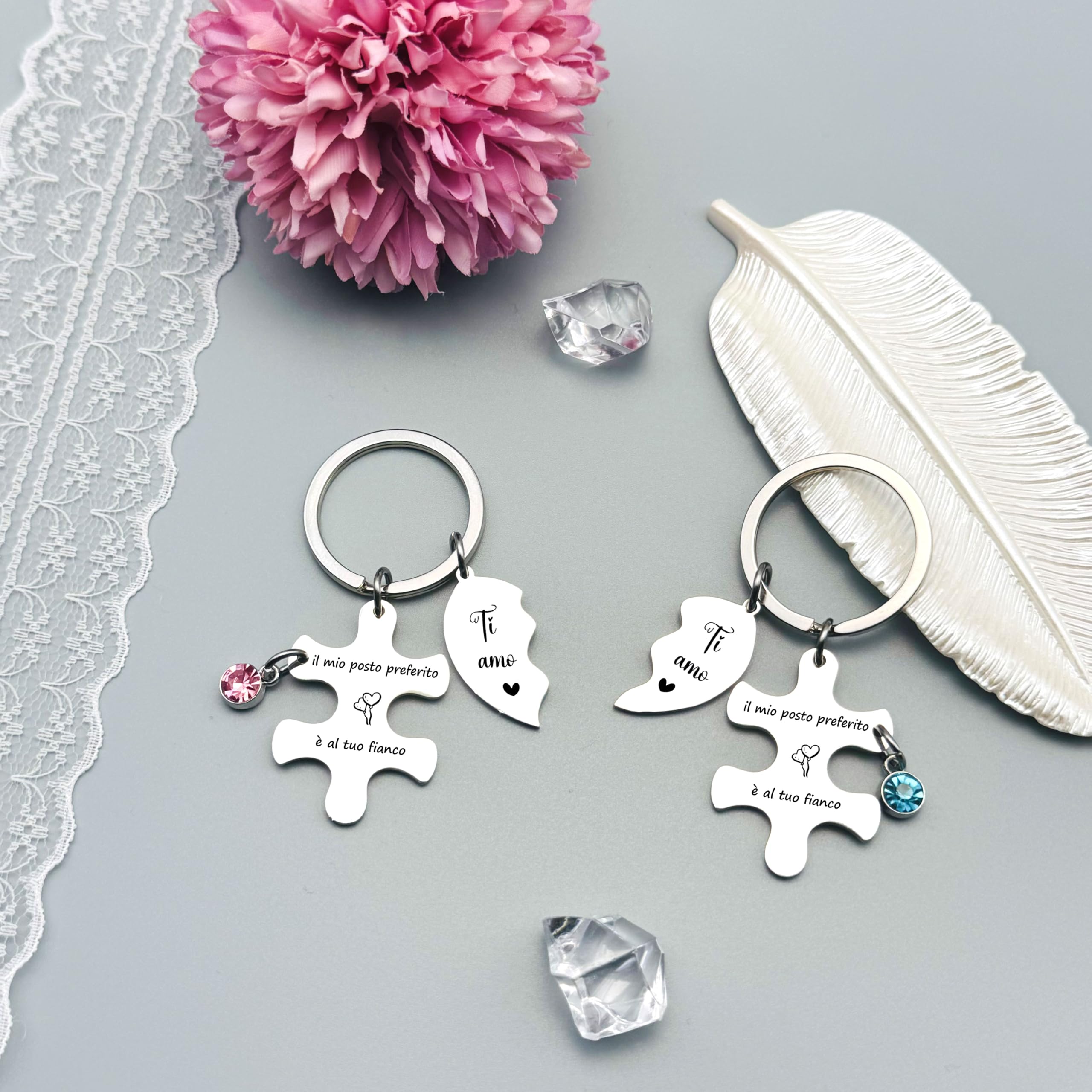 ZYMGUO Regalo San Valentino Portachiavi,Regali di Coppia San Valentino Portachiavi Ciondolo con Incisione,per Coppia Fidanzata Fidanzato Portachiavi Coppia per Lui e Lei