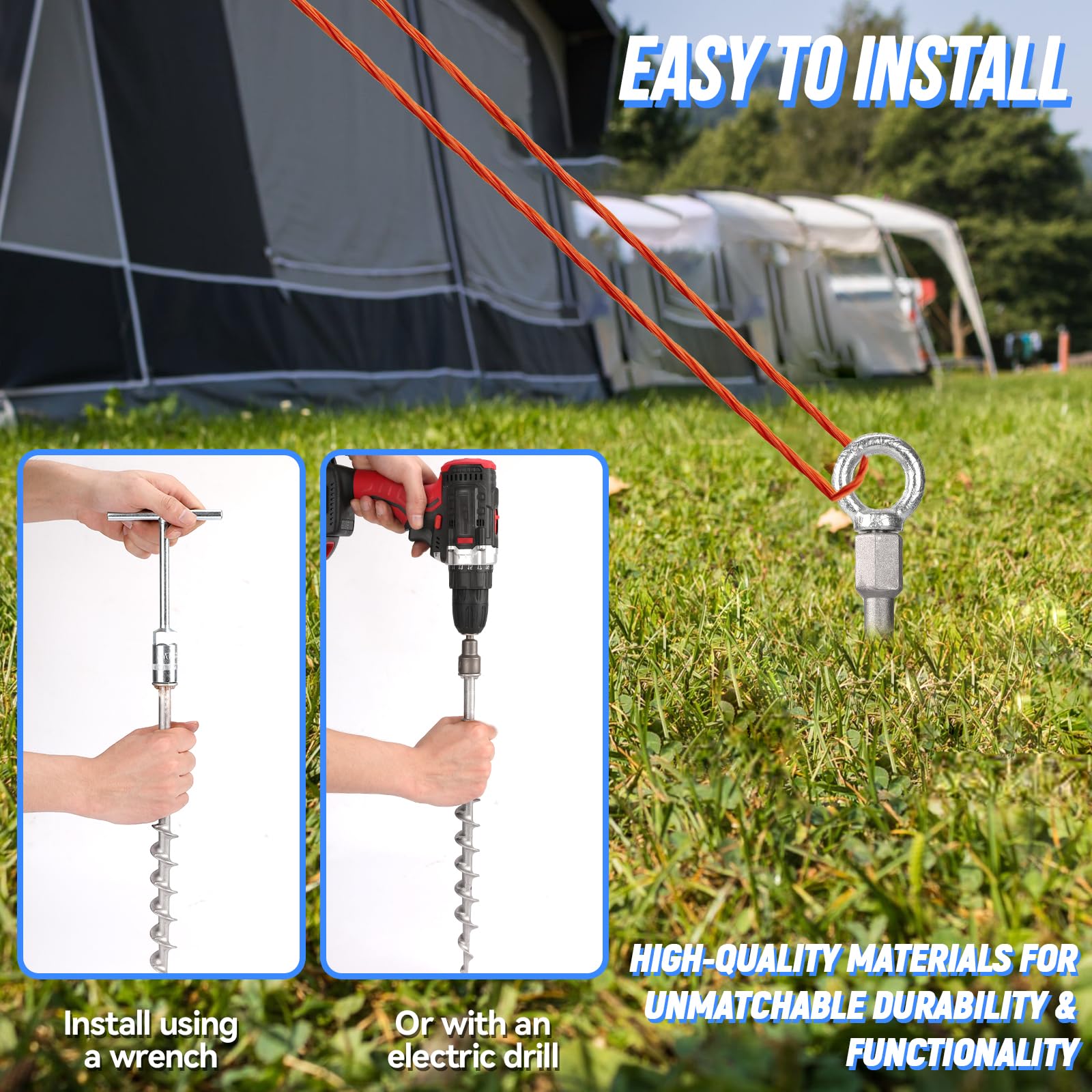 Bodenanker, 35,6 cm, rostfreier Aluminiumguss, abnehmbare Zeltheringe für Campingzelte, Sand, Trampolin, Schaukel-Sets und Schuppen (16 Packungen)