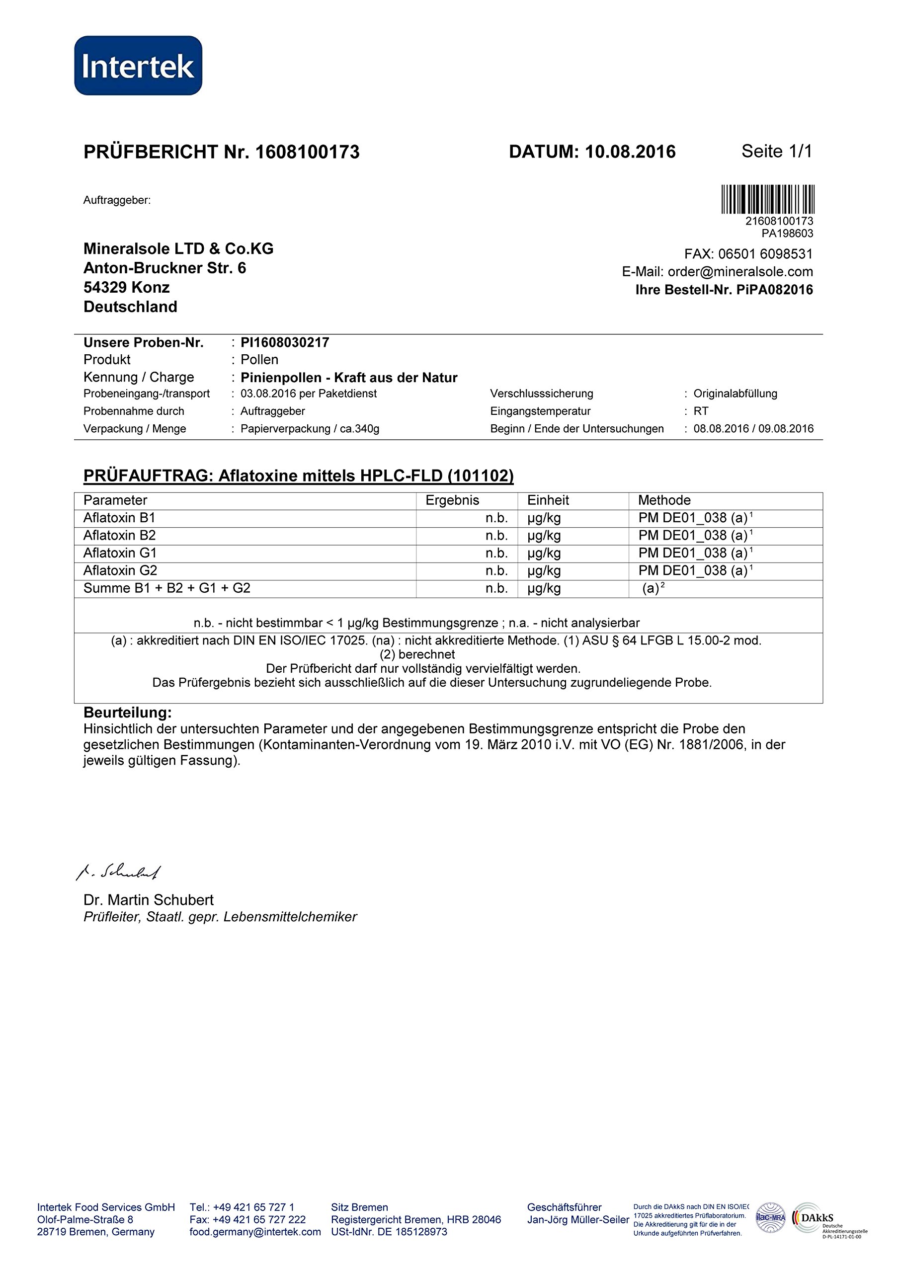Pinien Pollen 100g in Einer Plastikdose Wildsammlung zellwandgebrochen in deutschem Labor auf Schadstoffe geprüft.