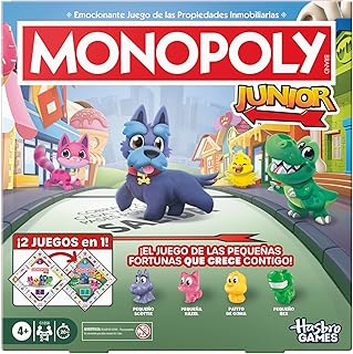 Comprar Juego de Mesa Monopoly Junior (Edición 2026) | 2 Juegos en 1 para niños pequeños, Tablero de 2 Caras | A Partir de 4 años | 2-4 Jugadores | 20 min. | Regalos preescolares - Versión en español