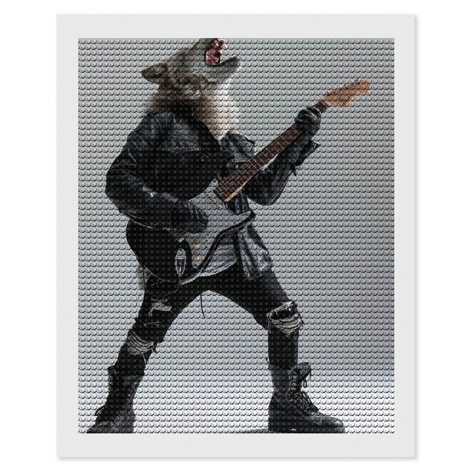 Junmoney Wolf Guitar Diamond Painting Canvas Set 16"x20", Mindful Craft Activity, Nice Detail and Sparkle, Farmhouse Decor, Birthday Gift