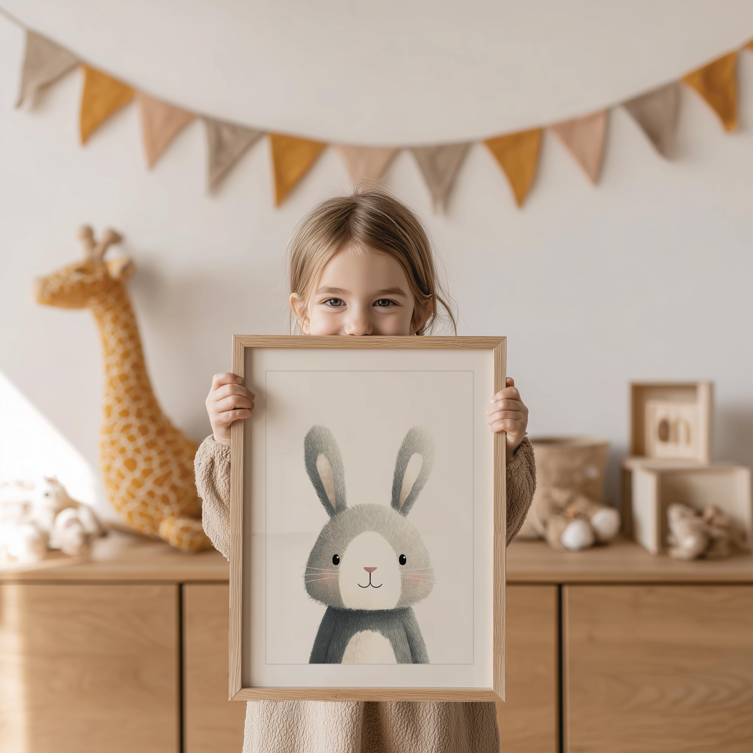 PACKLIST® Décoration Chambre Bébé – Posters Animaux (Chat, Chien, Hamster, Lapin) DIN A4 (21x30cm), 250 g/m², sans cadre. Impressions d'art parfaites pour garçons et filles