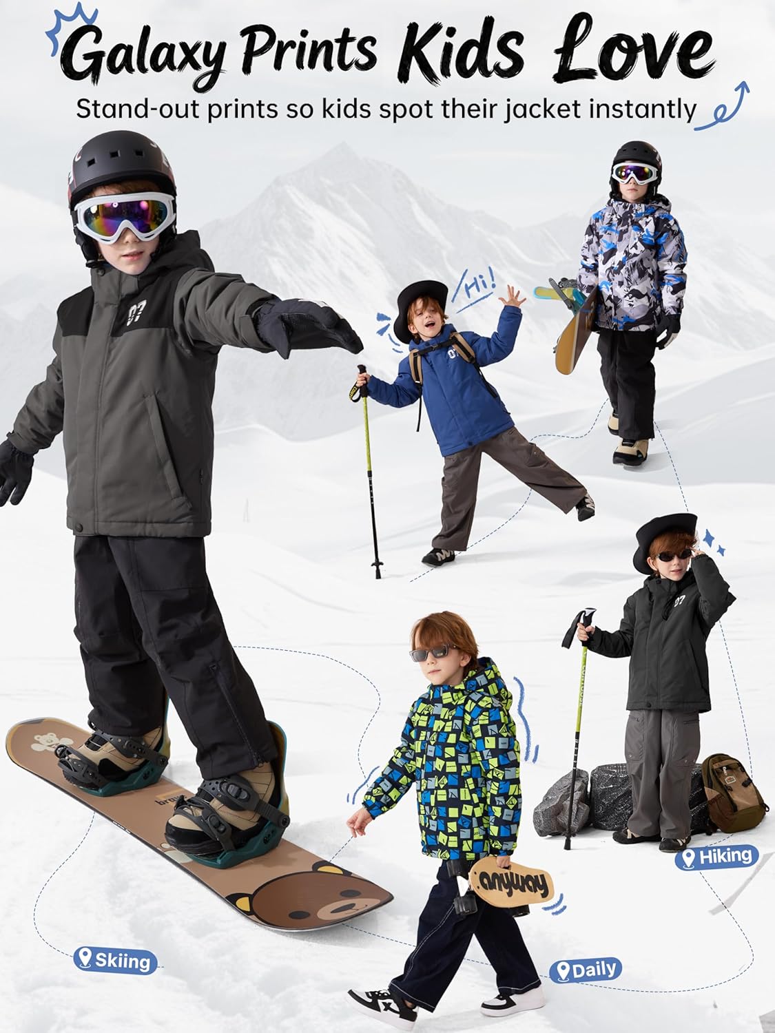 FREE SOLDIER Boys Girls Waterproof Ski Jacket Fleece Lined Warm Winter Snow Coat Kids Winter Jacket with Detachable Hood - Image 8