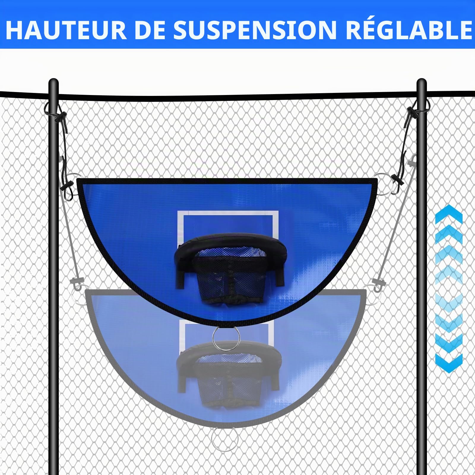 Panier Basket Trampoline, Mini Panier pour Trampoline, Basketball pour Trampoline avec 3 Balles et Pompe, Rechange Filet Panier Amovible Adapté Aux Sports D'Intérieur en Plein Air