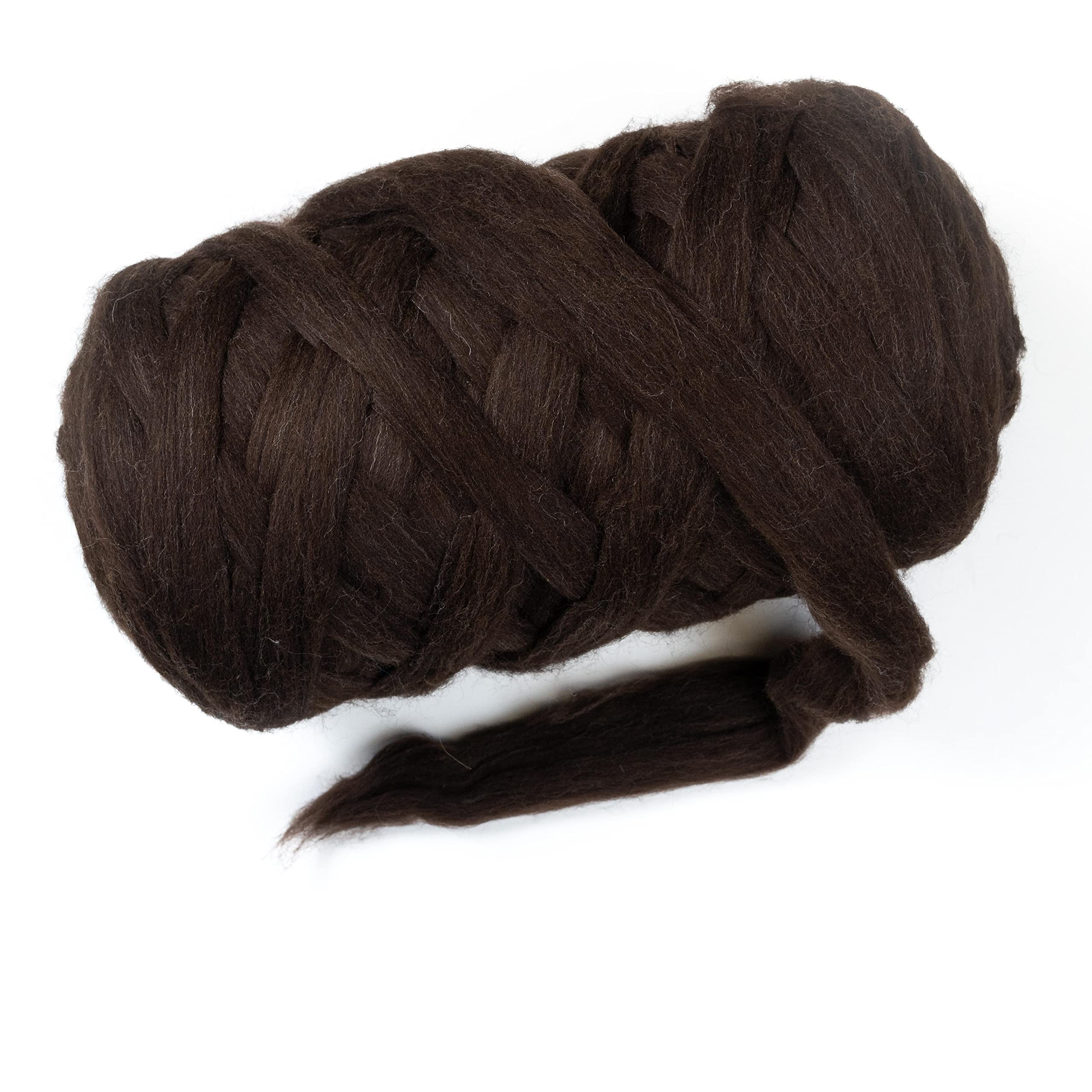 Kondoos Natural Wool Bulk roving, 8 lb. Best Wool for Spinning, arm Knitting, Felting, Chunky Blankets and Tapestry. Natural Colors, un-Dyed. (Dark Chocolate, 8 lb)