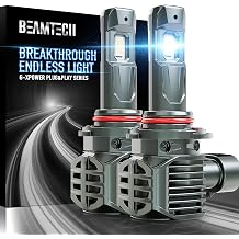 BEAMTECH 9005 Light Bulbs, G-XPower Chips HB3 Fog Light Bulb 500% Brighter 6500K Xenon White Plug and Play, Pack of 2