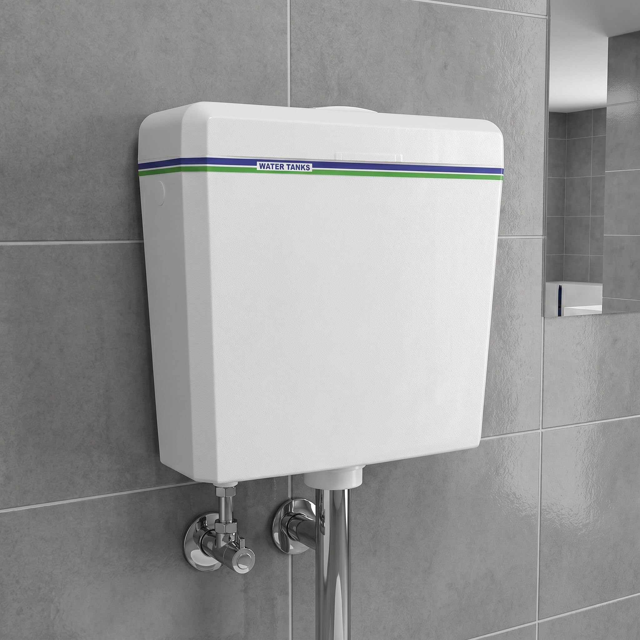 Toddmomy Cisterna para Inodoro de Cuclillas, Tanque de Agua de plástico suspendido de Estilo Alto, Sistema de Descarga Externo para Inodoro, Accesorio de reparación rápida para baños domésticos o