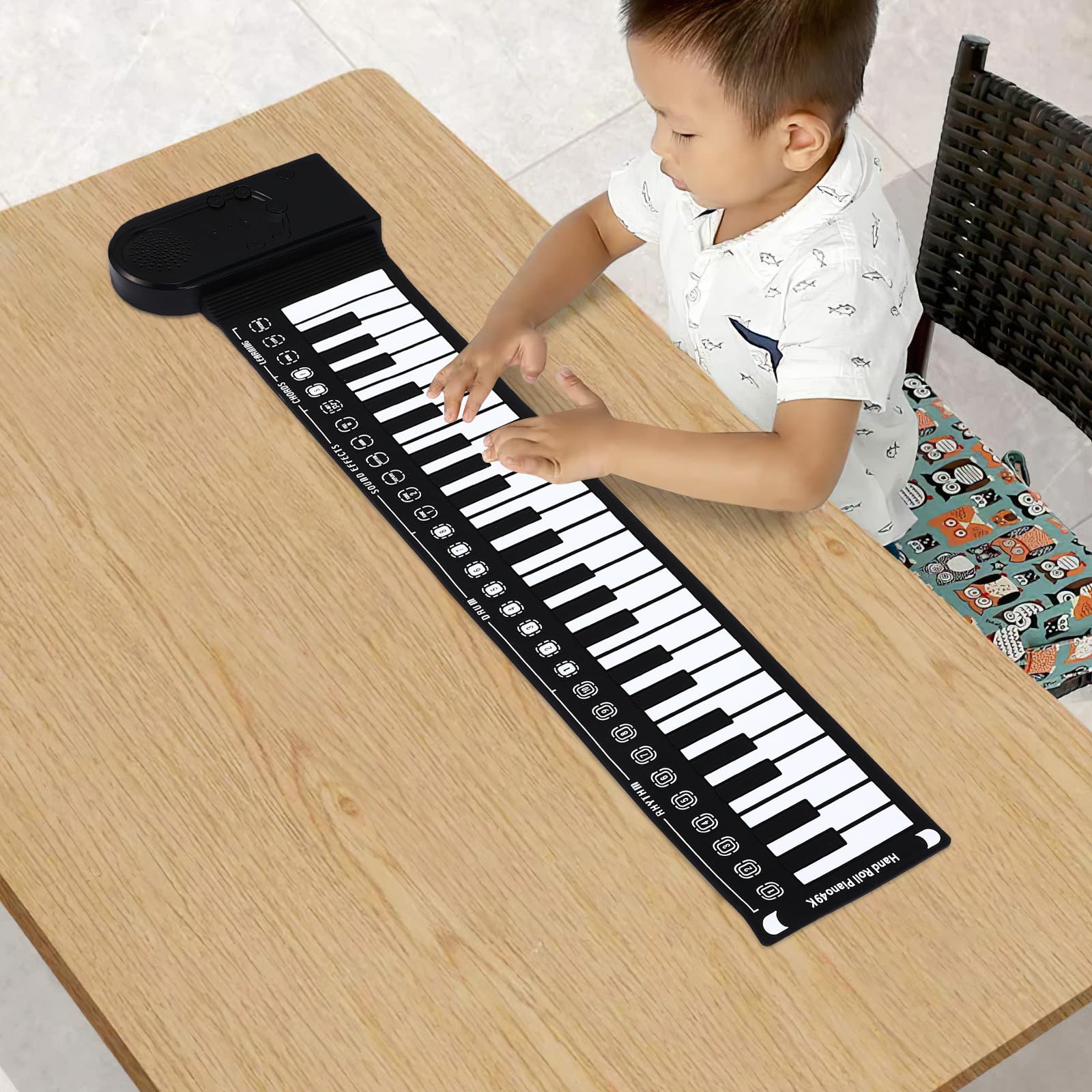Pianoforte Digitale Arrotolabile a 49 Tasti Funzione di Sospensione Automatica e Altoparlante Integrato, Tastiera Pieghevole Portatile per Principianti e Uso Domestico