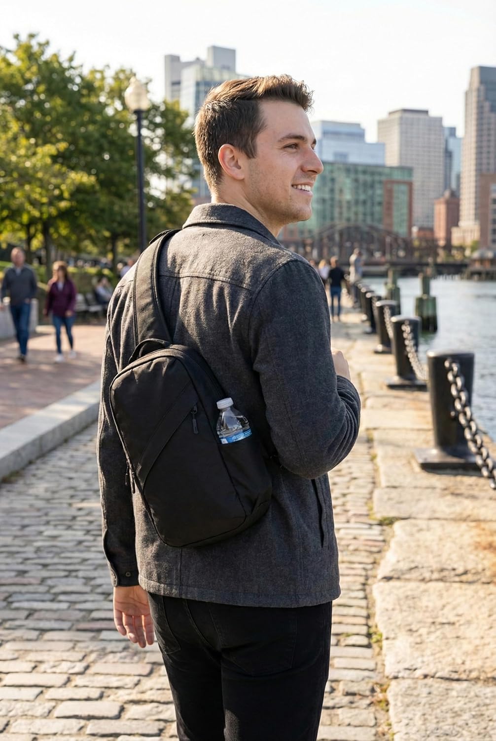Anti-Theft Classic Crossbody Sling Bag, RFID-Blocking, Slash-Resistant with Locking Zippers for Travel & Everyday City Use | RFID Blocking, Locking Zipper, Slash-Resistant, Locking Strap, Ambidextrous Wear