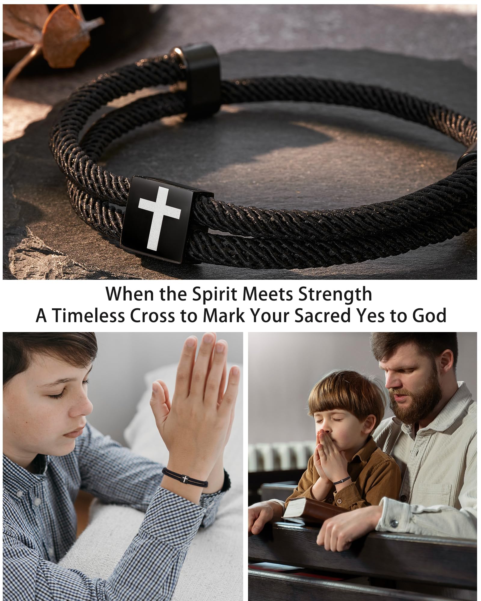 Cadeau de confirmation pour filles et garçons, bracelet en croix, cadeau de baptême catholique, cadeau de communion pour fils et fille