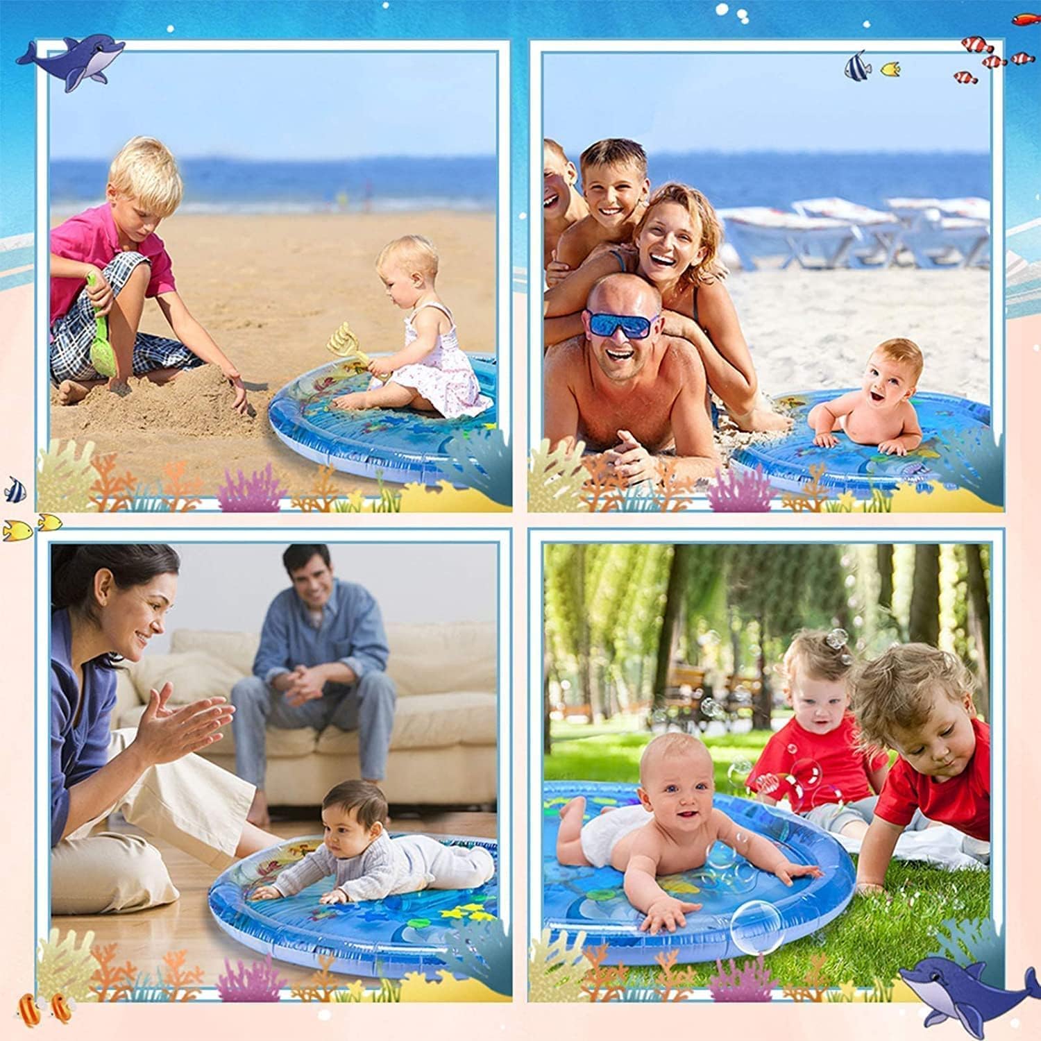 Inflatable Baby Water Play Mat for Tummy Time | Leakproof PVC Water Activity Mat for Indoor & Outdoor Baby Play and Sensory Engagement (Round) 1