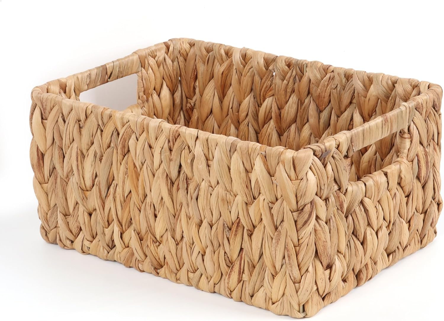 FEIALNDUO Wicker Shelf Baskets, Woven Storage Bins for Shelves Pantry Organizers and Storage with Handles Home Decor (Natural, 15"D x 11"W x 7"H)