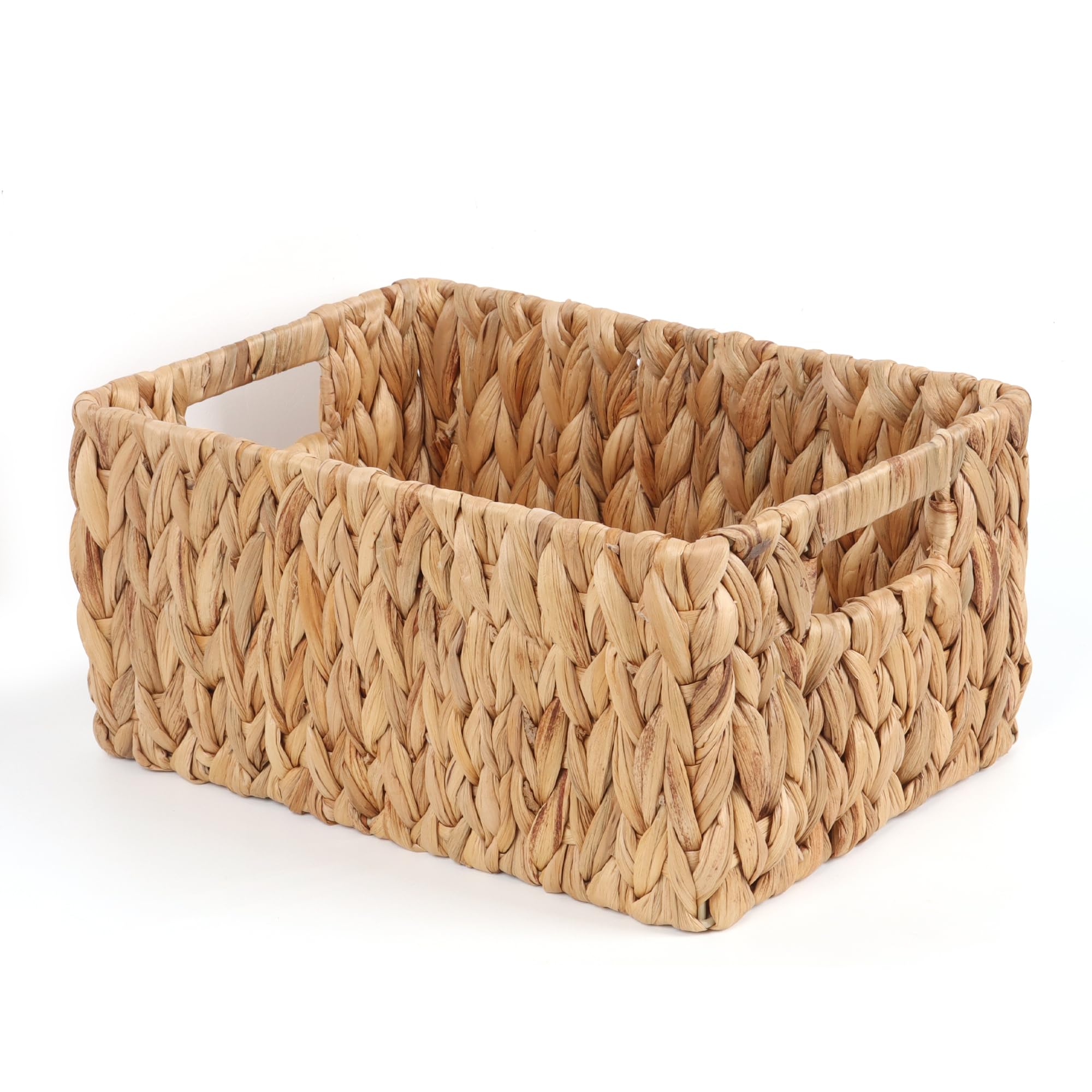 FEIALNDUO Wicker Shelf Baskets, Woven Storage Bins for Shelves Pantry Organizers and Storage with Handles Home Decor (Natural, 34 x 24 x 16.5cm)