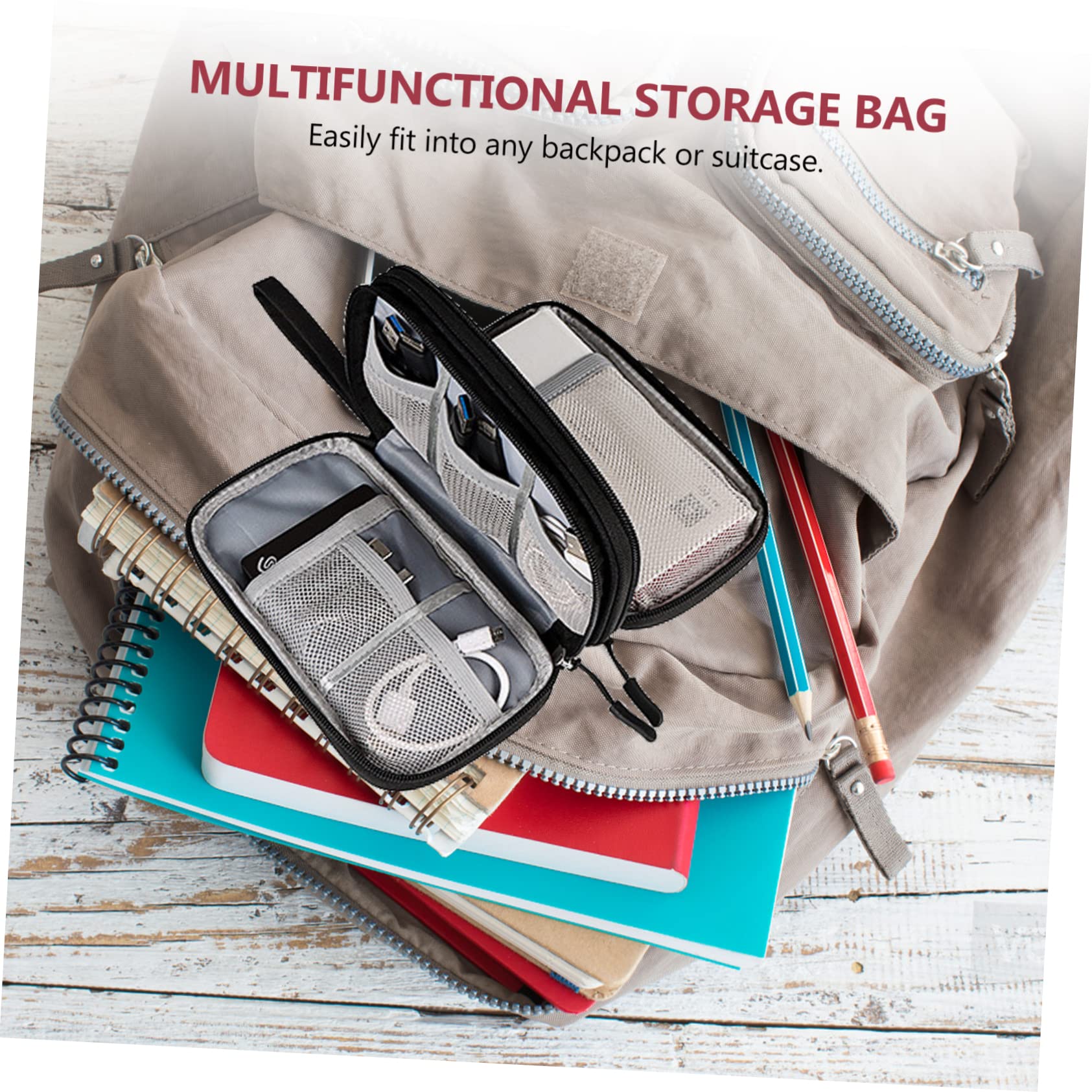 Uonlytech 3pezzi Borsa Porta Cavi Dati Organizer Multiuso Per Accessori Elettronici Custodia Portatile Per u Disk e Auricolari Perfetta Per Viaggi e Uso Quotidiano