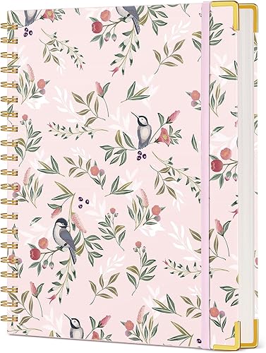 Lindo cuaderno en espiral para mujer, 200 páginas rayadas de 8.5 x 11 pulgadas, A4, tapa dura, con papel grueso de 2.9 ozyd, rayado universitario