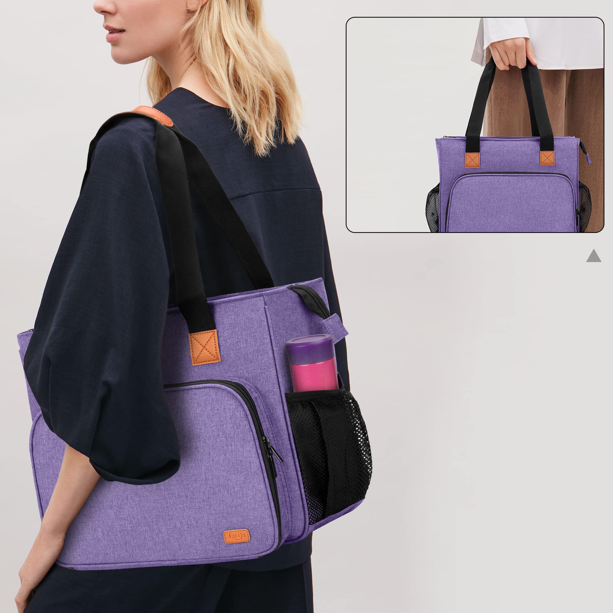 Borsa Porta Ricamo - Viola - 38x30x14,5cm - Tasche Multiple Con Cerniera - Foto 6