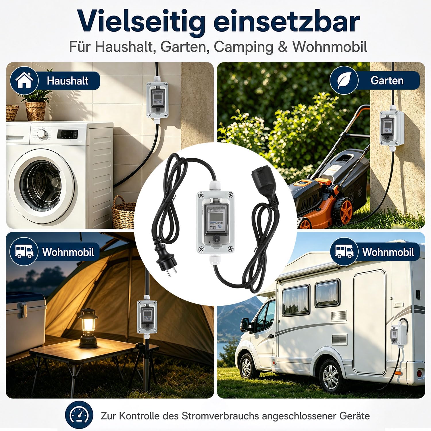 Mobiler Stromzähler für Steckdose 230V 60A, IP67