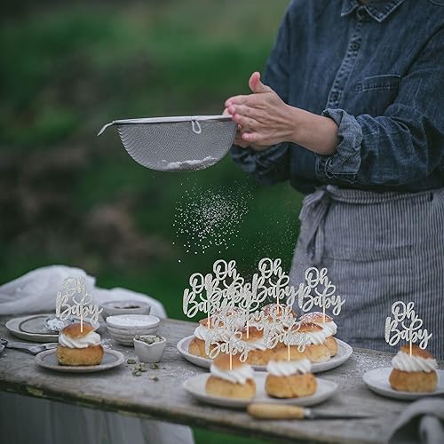 Miniatura 26 de 1 pieza de decoración de pastel Oh Baby Shower con purpurina para baby shower, bautismo, revelación de género de bebé, decoración de pastel