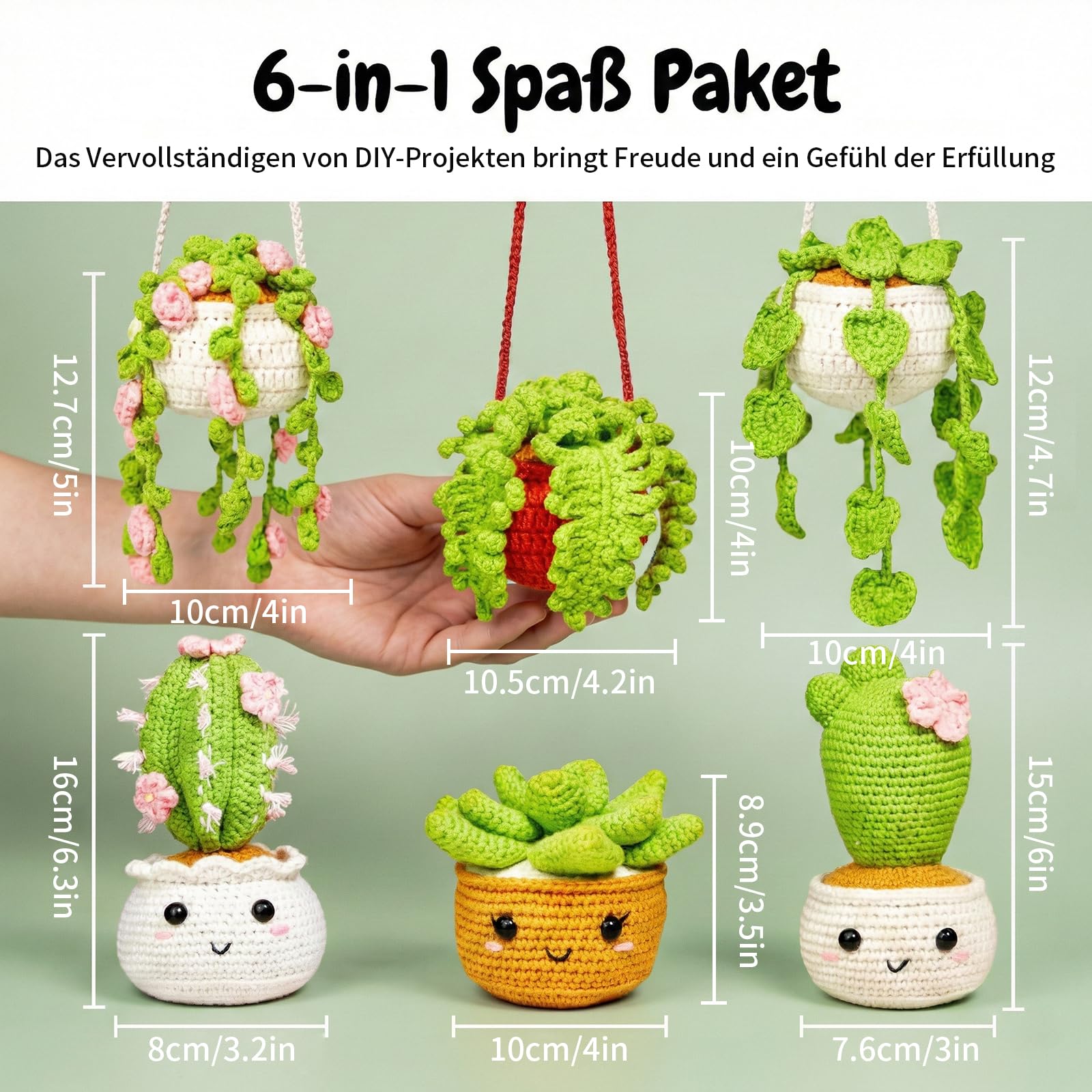 Hoypeyfiy Set uncinetto per principianti, set di uncinetti a tema cactus, kit fai da te con filato, istruzioni e accessori per adulti