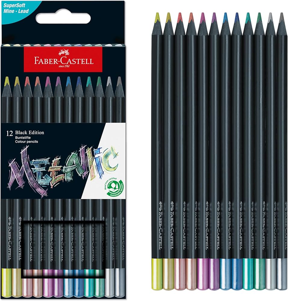 Amazon | Faber-Castell ブラックエディション メタリック色鉛筆:12本