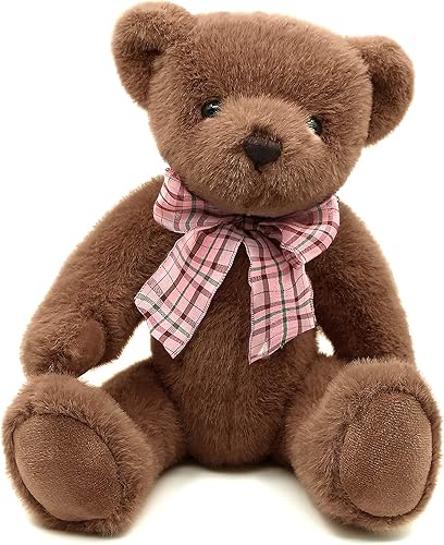 Miniatura 2 de suepcuddly Oso de peluche articulado de 13 pulgadas para niña, niño, lindo juguete de peluche para bebémarrón oscuro