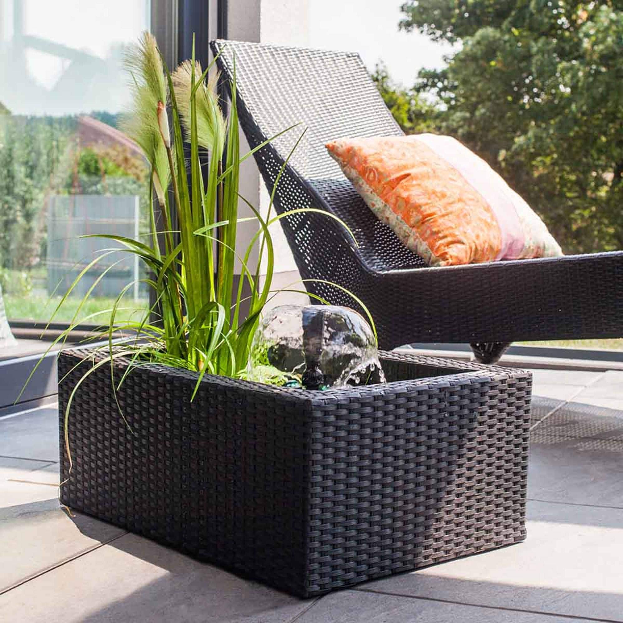 Heissner Rattan Terrassenteich, Schwarz, Einheitsgröße