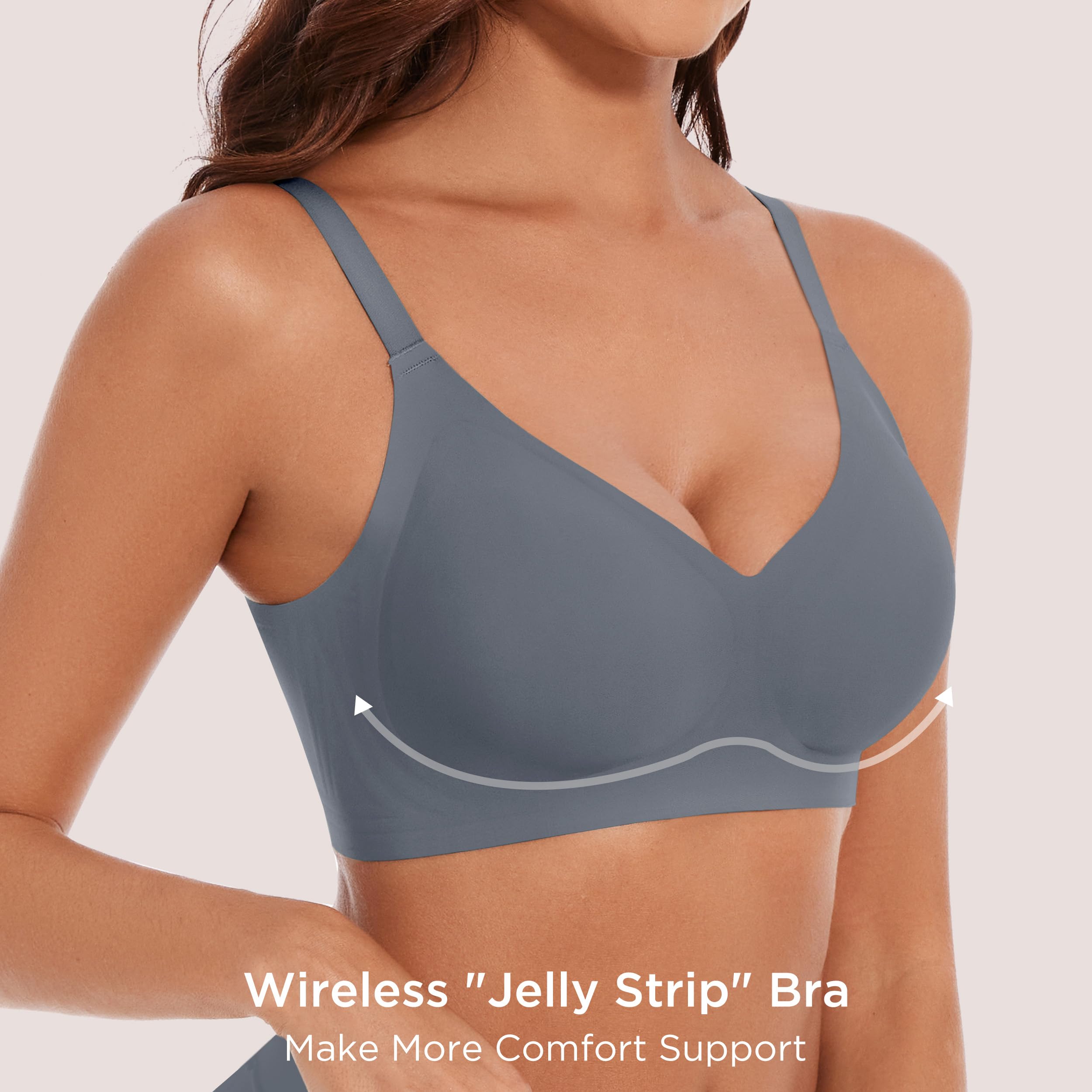 HBselect 3er Pack Nahtlose BHS Damen ohne Bügel mit vollständiger Abdeckung Bralette weicher BHS Nahtloser Bustier Push up BH Große Brüste Starker Halt Bra