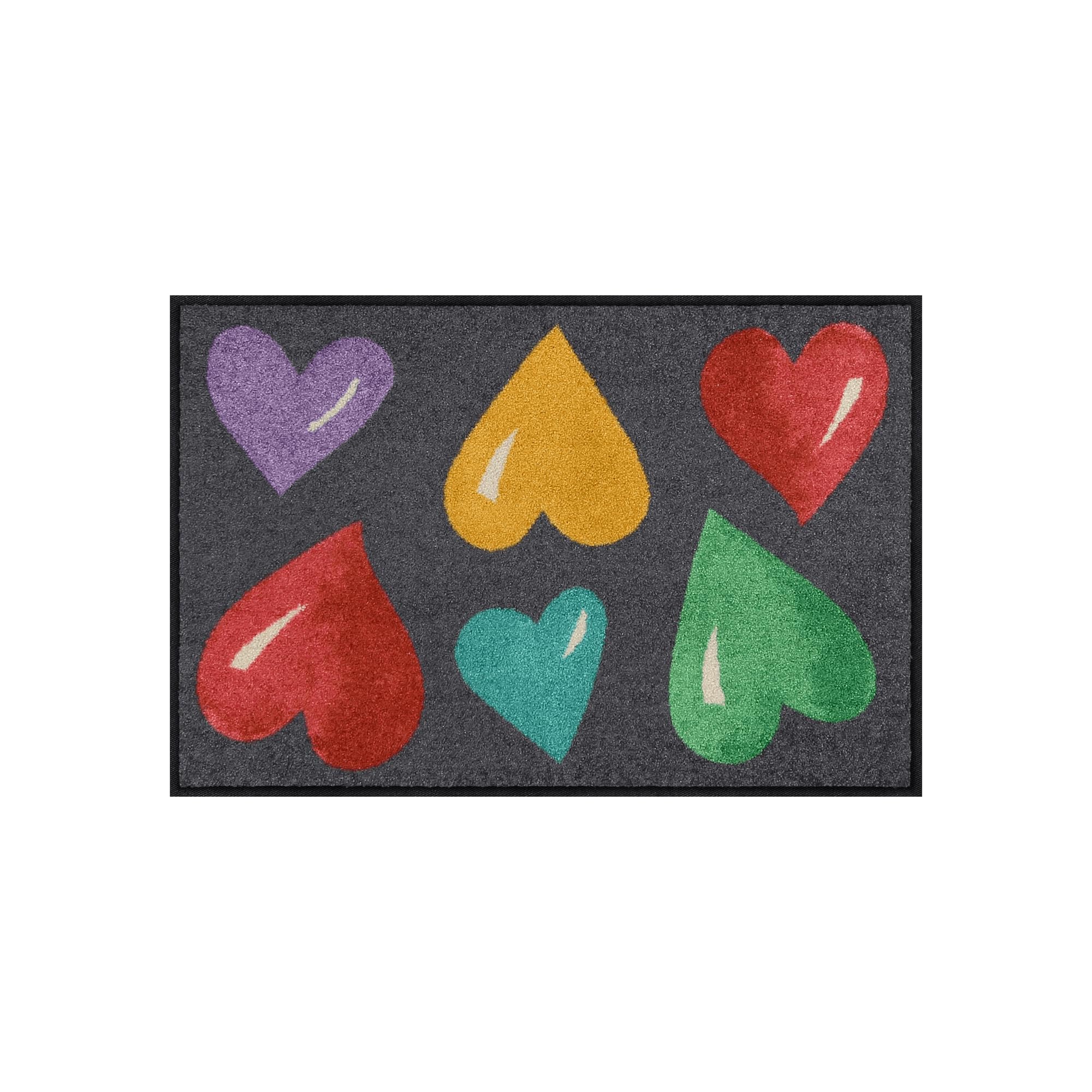 Salonloewe Felpudo 050 x 075 cm Big Hearts Colourful felpudo para interior y exterior, felpudo para limpiar la suciedad