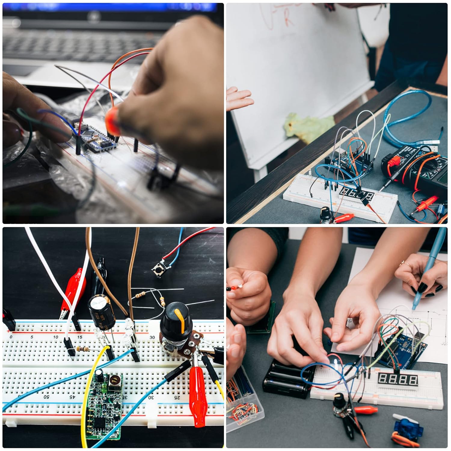130 Pcs Breadboard Jumper Wires Kit 4pcs 400 & 830 Points Solderless PCB Breadboards and 126 Pcs Flexible Bread Board Jumper Wire Set for Arduino, Prototyping Circuit, DIY Electronic Project