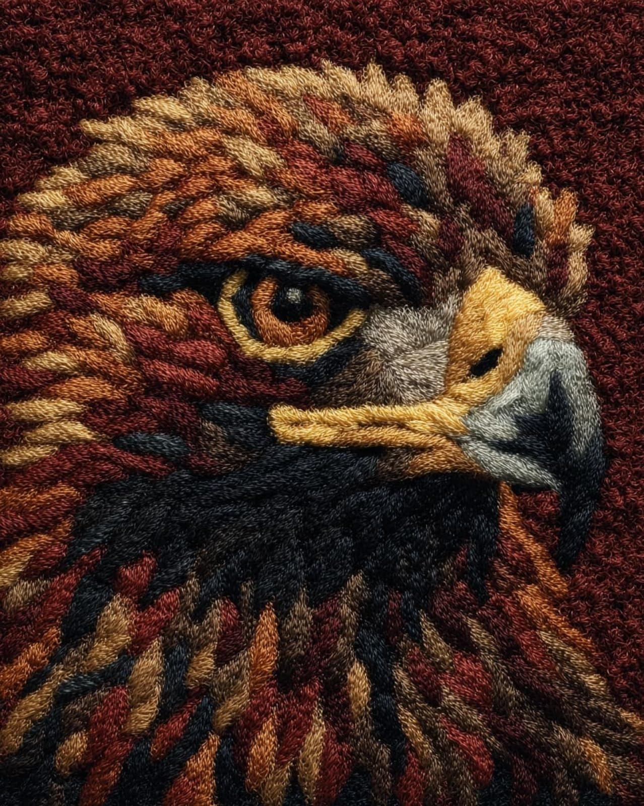 Wallphantom Rug Making Kit for Adults Beginners,Bald Eagle,Latch Hook Cushion Kits,Carpet Embroidery Needlework Crocheting,Tapestry for Home Decoration,80x115cm