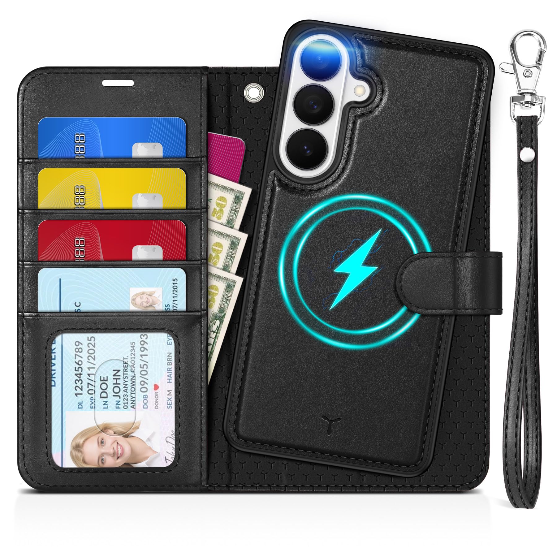 TUCCH Funda para Galaxy S26+ Plus 5G, 2 en 1 Extraíble Correa Carcasa con Bloqueo RFID, Soporte Plegable, Ranura para Tarjeta Carcasa de TPU, Funda Cuero PU para Galaxy S26 Plus (6,7" 2026), Negro