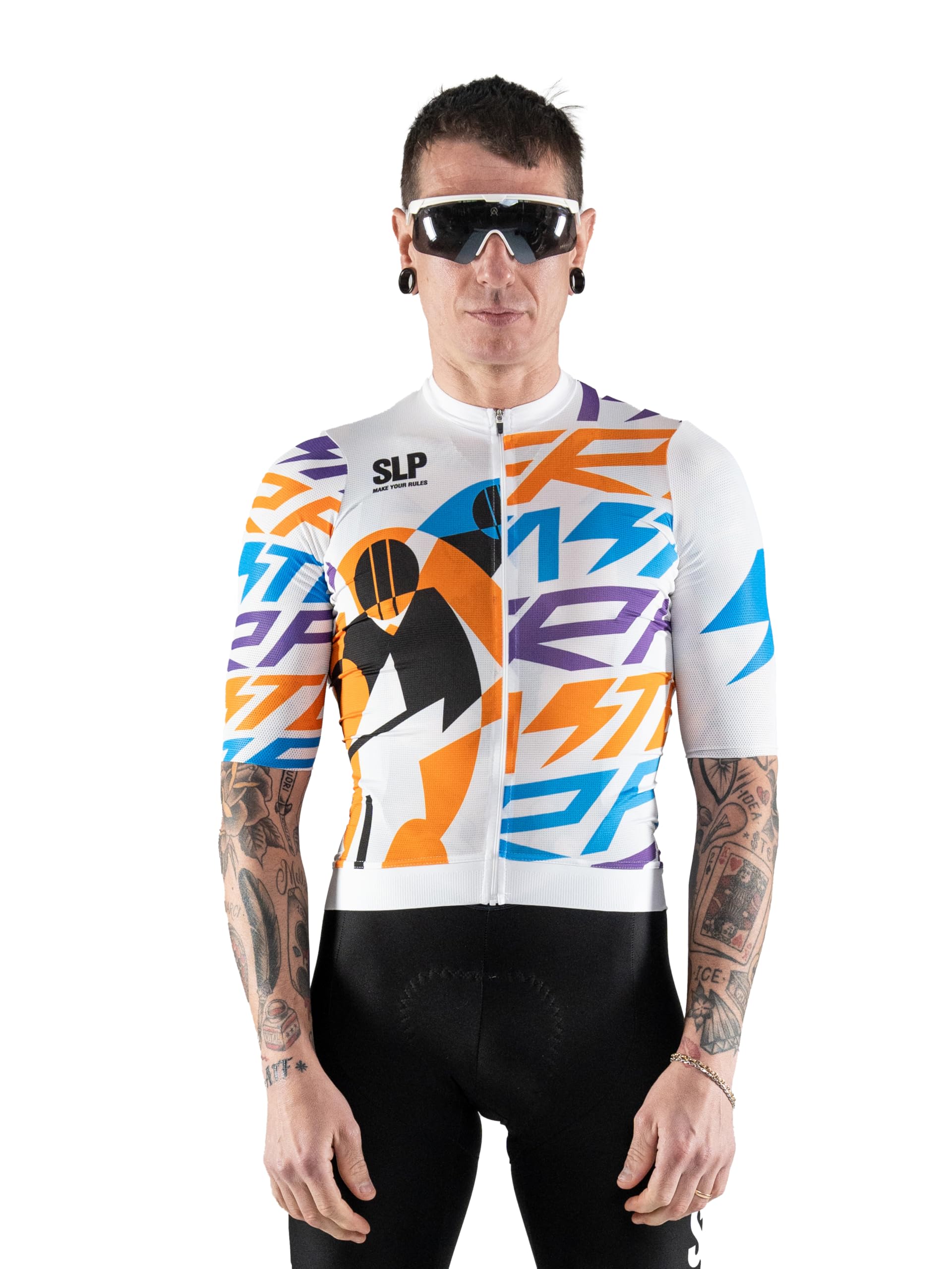 Slopline Maglia Manica Corta Estiva da Ciclismo Modello White, Leggera, Altamente Traspirante con 3 Tasche Posteriori, Rapid Dry e Taglio Manica al Vivo - Unisex