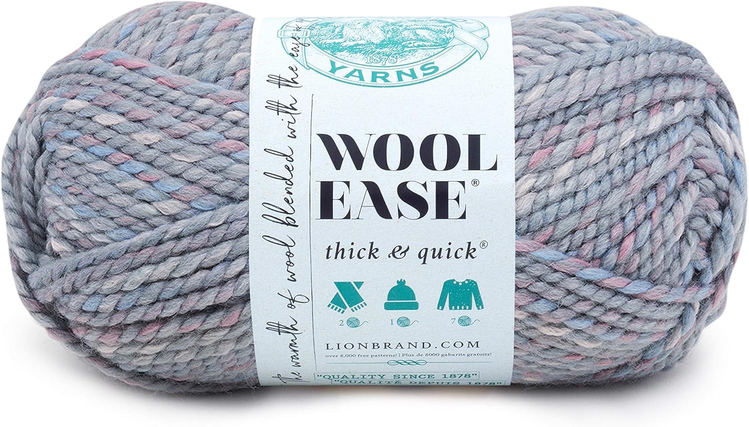 Lion Brand Yarn WoolEase Thick & Quick Yarn, Soft and Bulky Yarn for Knitting, Crocheting, and