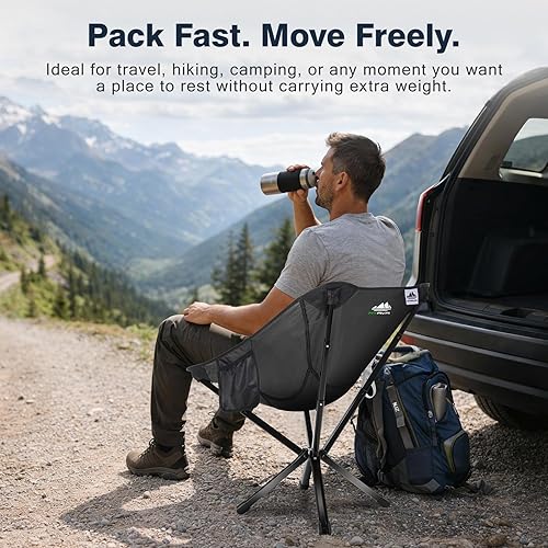 Miniatura 7 de Silla de camping plegable y ligera: diseño compacto de una pieza, configuración rápida, marco de aluminio estable, silla portátil para viajes,