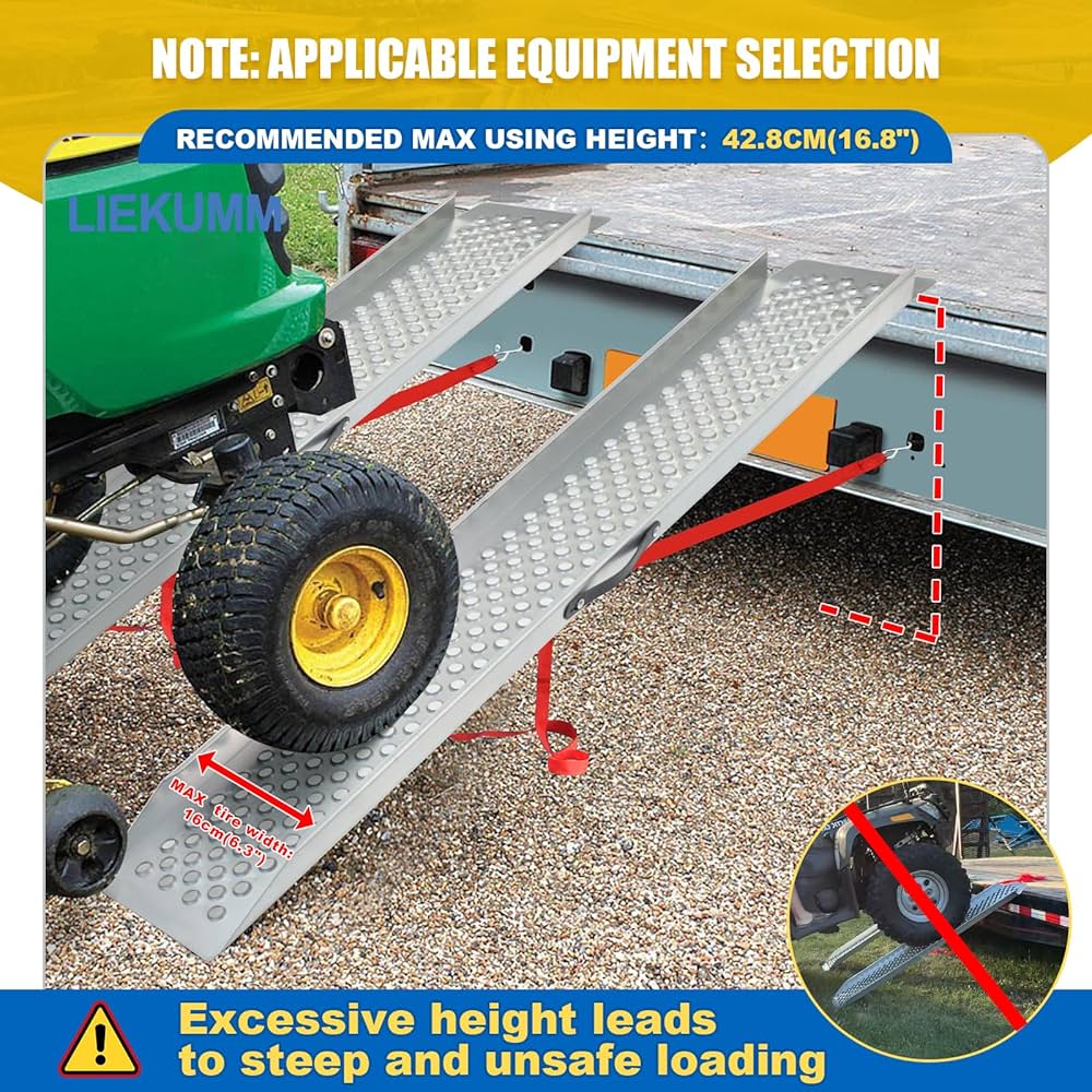 LIEKUMM 2 Pack Motorbike Ramp, 120 X 23 Cm Motorcycle Ramp, 600 Kg Load Capacity Heavy Duty Car Ramps, Ramps For Mobility Scooters, Dirt Bike, Motorcycle, Trailer, ATV, UTV, Garden Tractor, Lawn