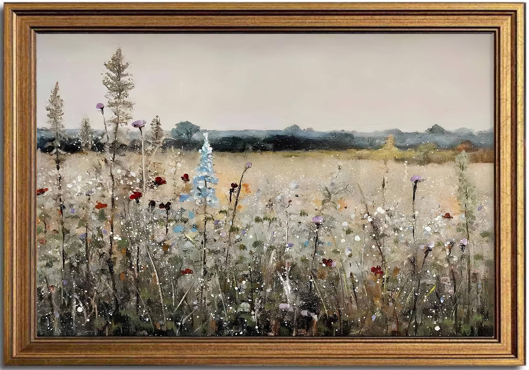 Tableau vintage champ de fleurs sauvages pour insuffler la poésie de la nature