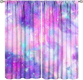 Galaxy Pink Purple Curtains Tie Dye Ombre Pink Gradient Watercolor Starr...