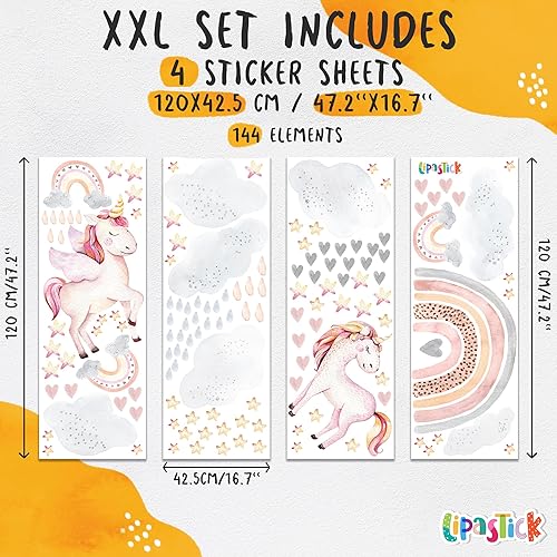 Miniatura 2 de Lipastick - Calcomanías de pared grandes de arcoíris  144 calcomanías de pared de arco iris  Calcomanías de pared de unicornio para dormitorio de