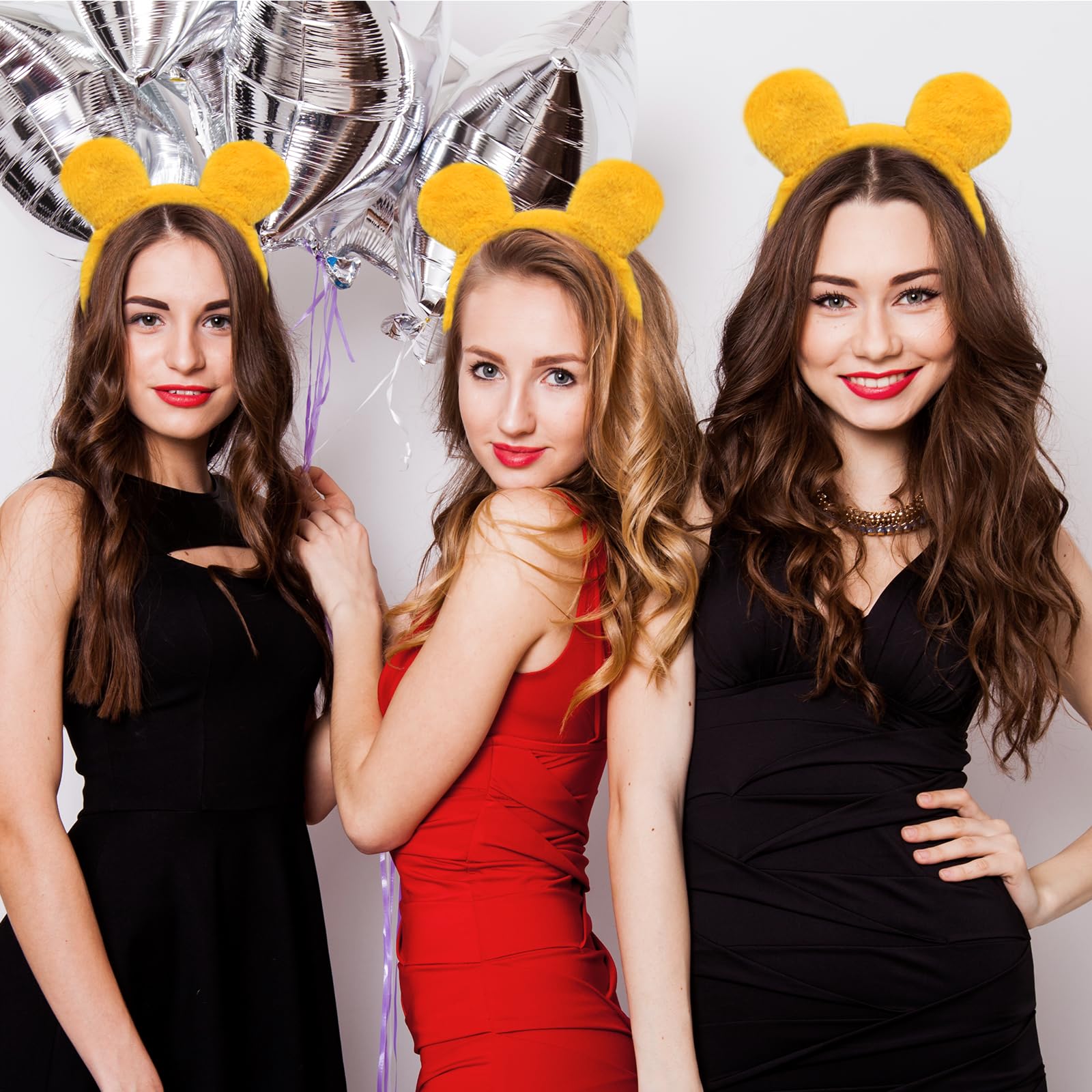 4 piezas de orejas de oso amarillo, diadema y cola, disfraz de oso de orejas de animal para adultos, mujeres, hombres, cosplay, carnaval