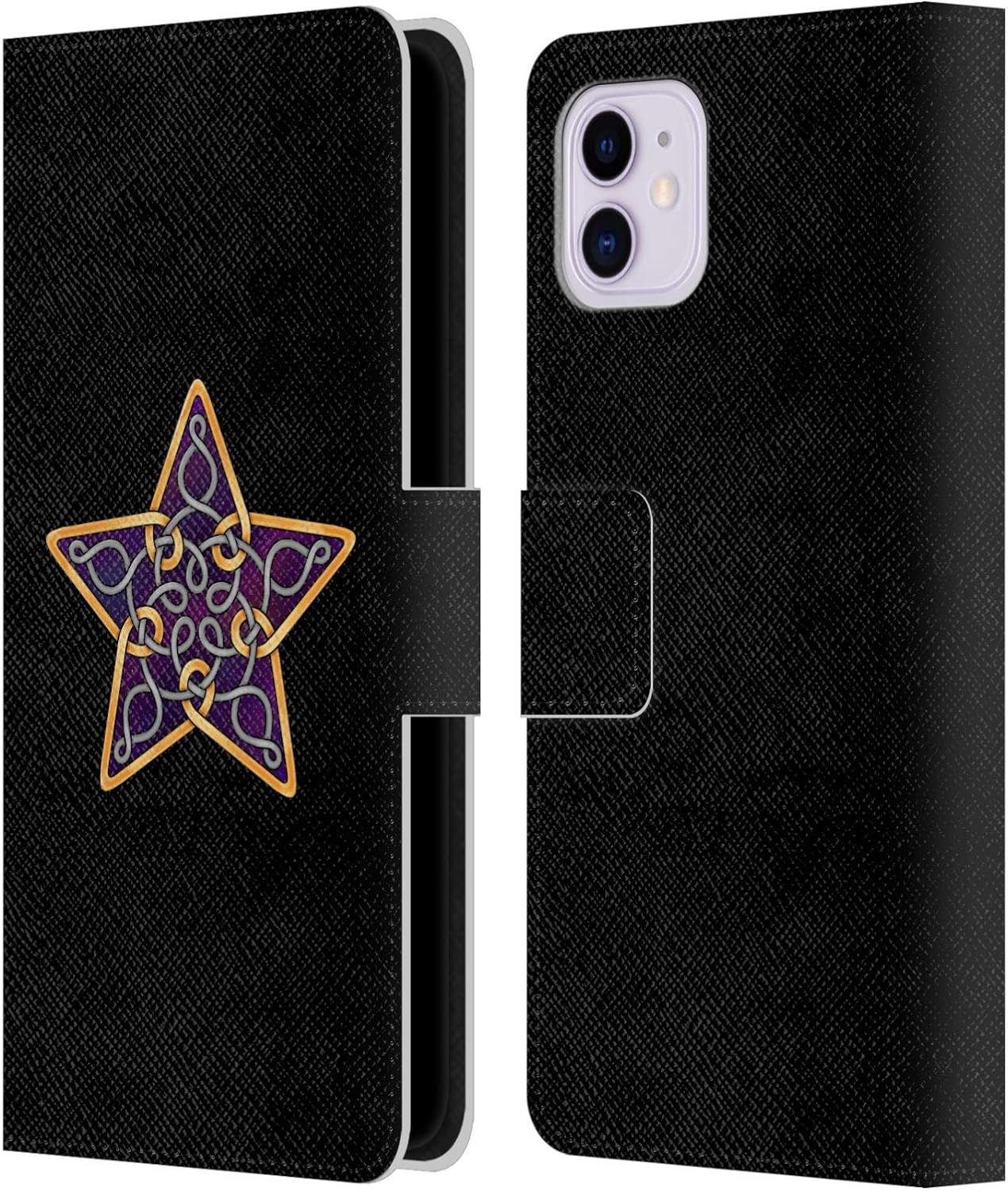 Head Case Designs Officially Licensed Beth Wilson Hot Pink Celtic Knot Stars Leather Wallet Case Compatible with Apple iPhone 11